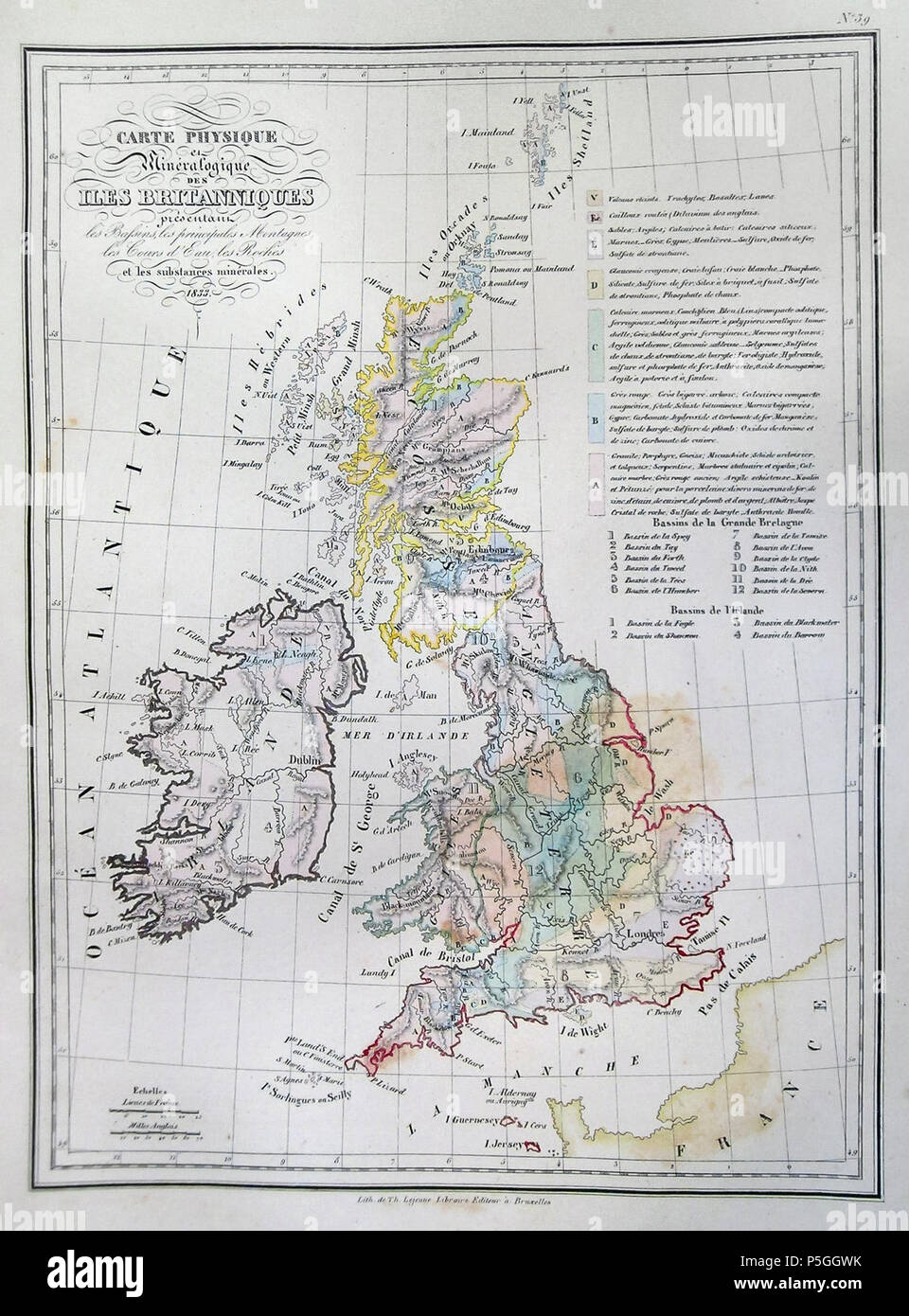 1837 Malte-Brun Map of the British Isles ( England, Scotland, Ireland 