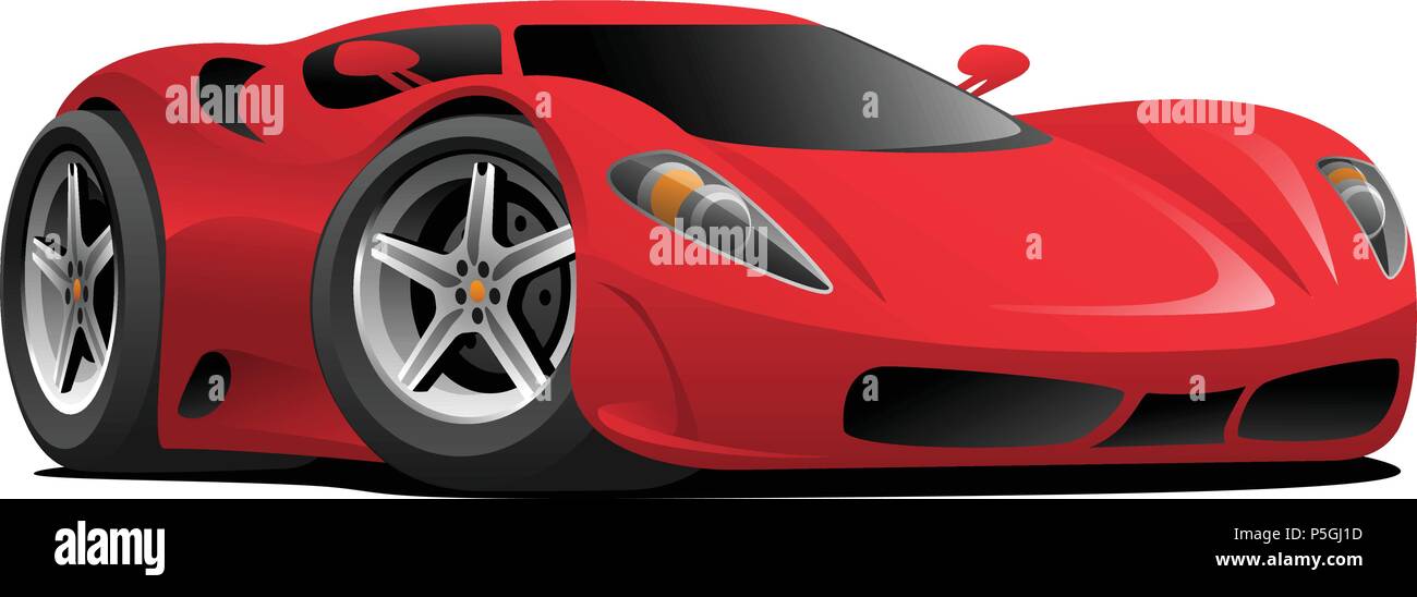 Red Hot European Style Sports-Car Cartoon Vector Illustration Stock Vector