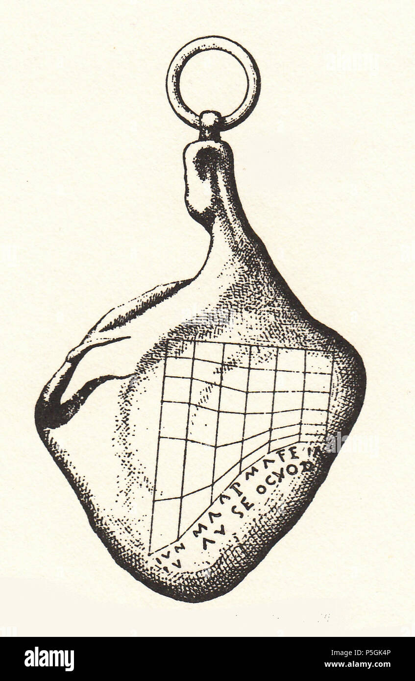 N/A. Français : Cadran solaire portatif dit 'Jambon de Portici'. 1762. Accademia Ercolanese 393 CS Jambon de Portici Stock Photo