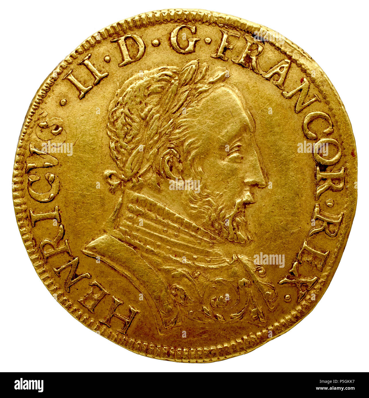 N A Charles Ix Au Nom De Henri Ii Double Henri D Or 1561 Avers Diametre 29 Mm 7 29 G Atelier Saint Lo C Au Centre Du Revers Provenance Ancien Fond Chabouillet N Inv