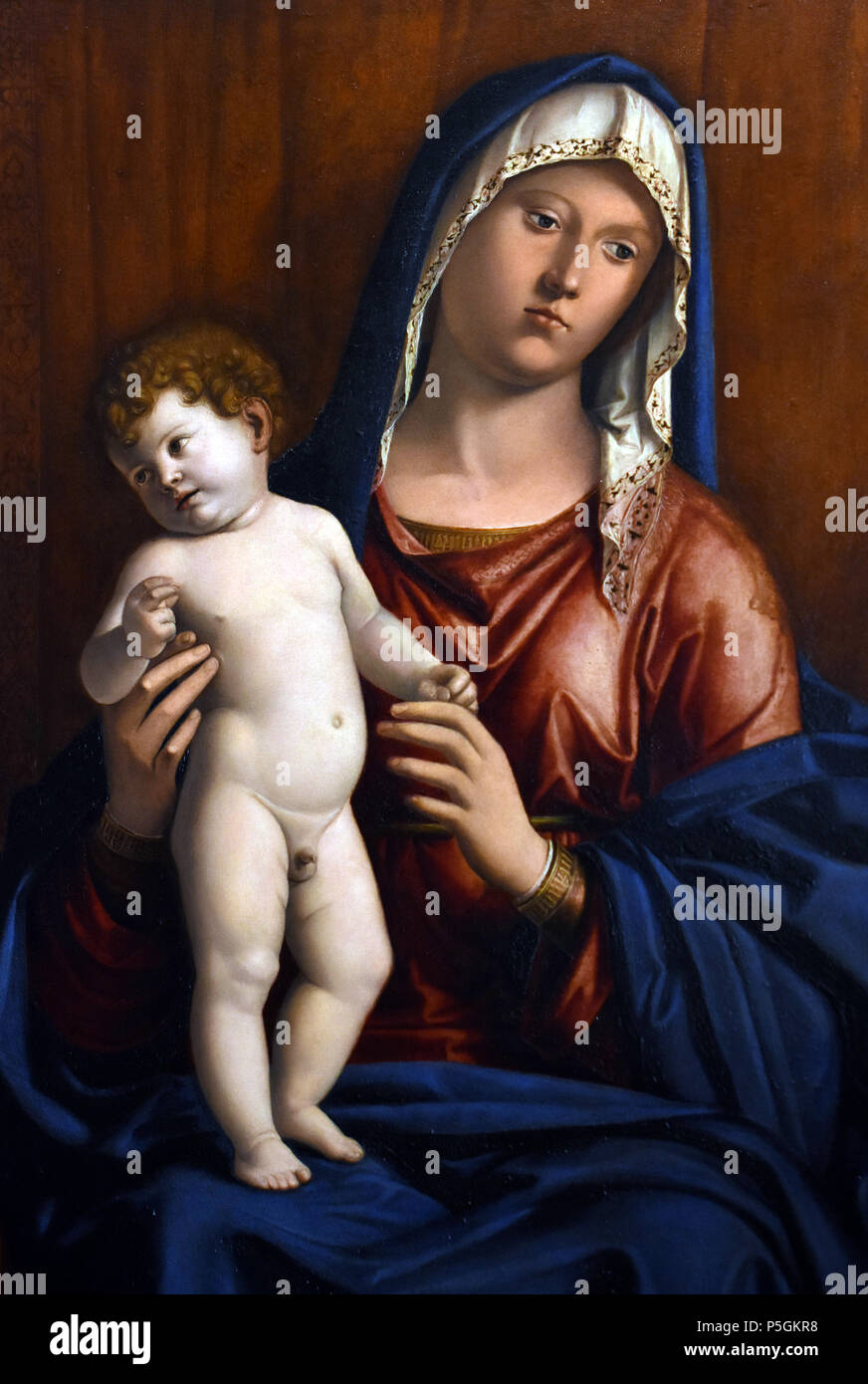 Madonna and Child between St. John the Baptist and a saint by  Giovanni Bellini ( Venice 1434/1439 - 1516 ) Italy, Italian, ( detail ) Stock Photo