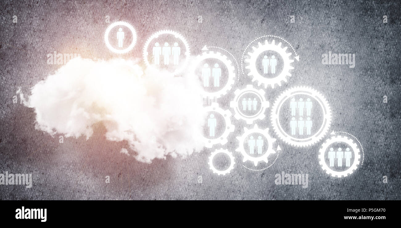 Background image with gears and cloud computing connection concept on ...