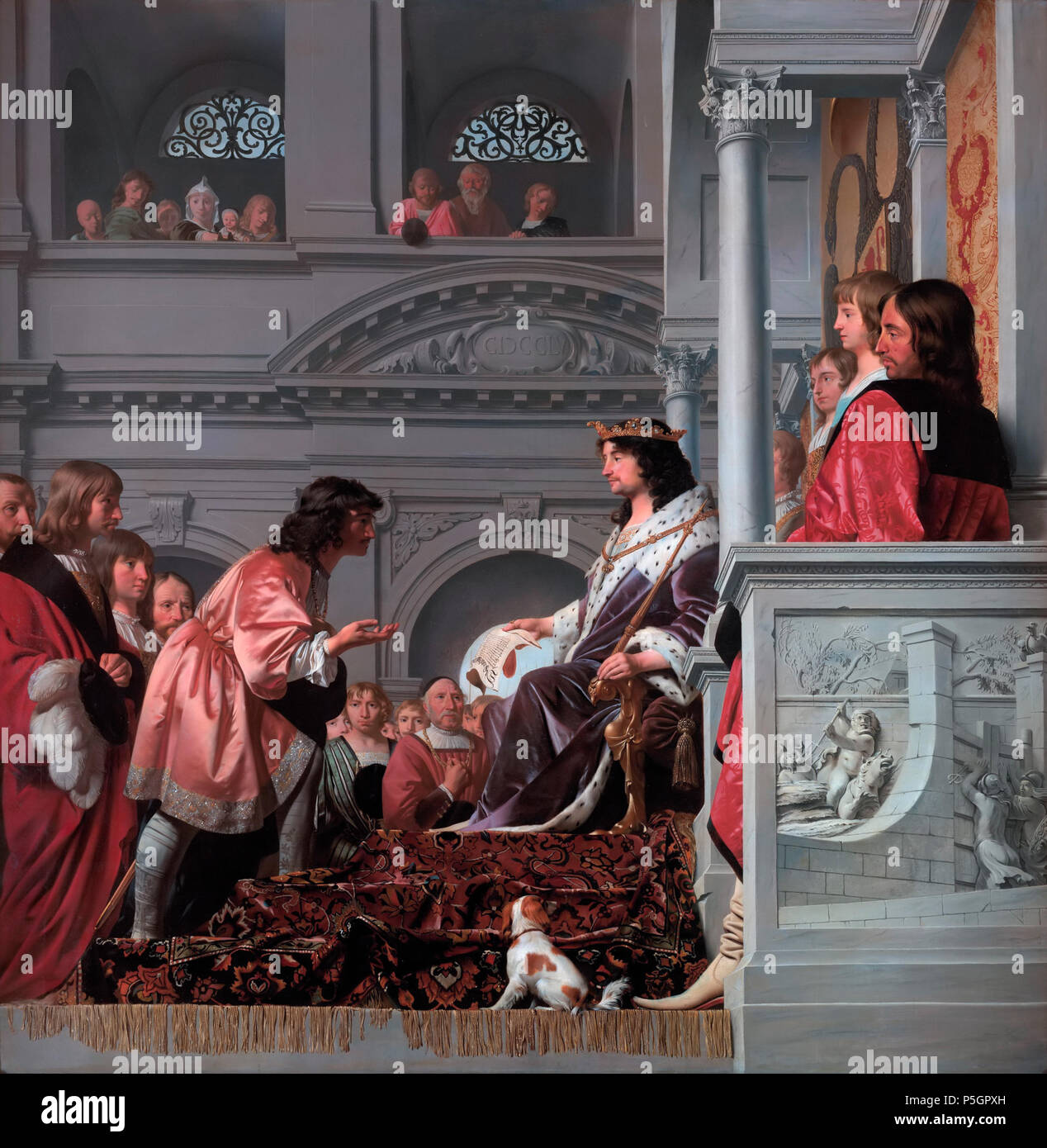 N/A. English: Count William II grants the charter to the Water Board of Rhineland oil on canvas 218 x 212 cm 1655  . 1655.   Caesar van Everdingen  (1616/1617–1678)     Alternative names Cesar Boetius van Everdingen, Boetius van Everdingen, Caesar Bovetius van Everdingen, Cesar Bovetius van Everdingen, Caesar Pietersz. van Everdingen, Cesar Pietersz. van Everdingen, Ceser van Everdingen, Cesar van Everdingen, Caesar Bovesis  Description Dutch painter, draughtsman and ornamental painter  Date of birth/death circa 1616-1617 13 October 1678 (buried)  Location of birth/death Alkmaar () Alkmaar  Wo Stock Photo
