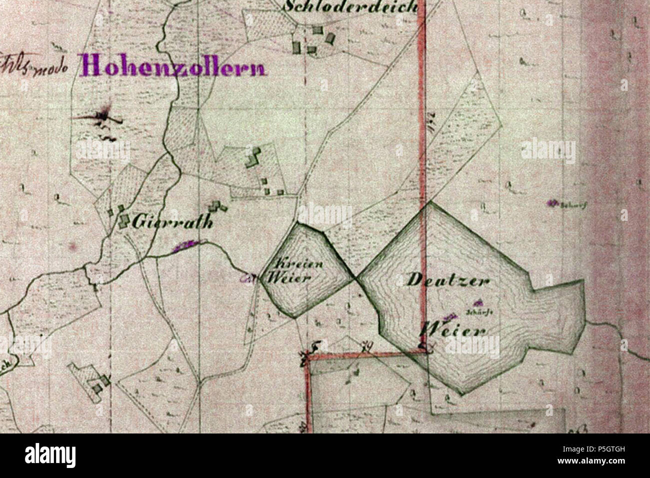 N/A. Deutsch: Auszug aus dem Verleihungsriss der Gruben Franconia, Hohenzollern und Habsburg . 1856. D. Heim 445 Deutzer Weiher Stock Photo