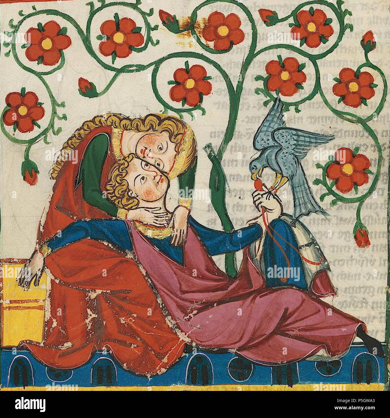 N/A. Codex Manesse, fol. 249v: Konrad von Altstetten . between 1305 and 1315.   Meister des Codex Manesse (Grundstockmaler)     Description German painter  Work period c. 1305–1340 () 89 Altstetten (cut) Stock Photo