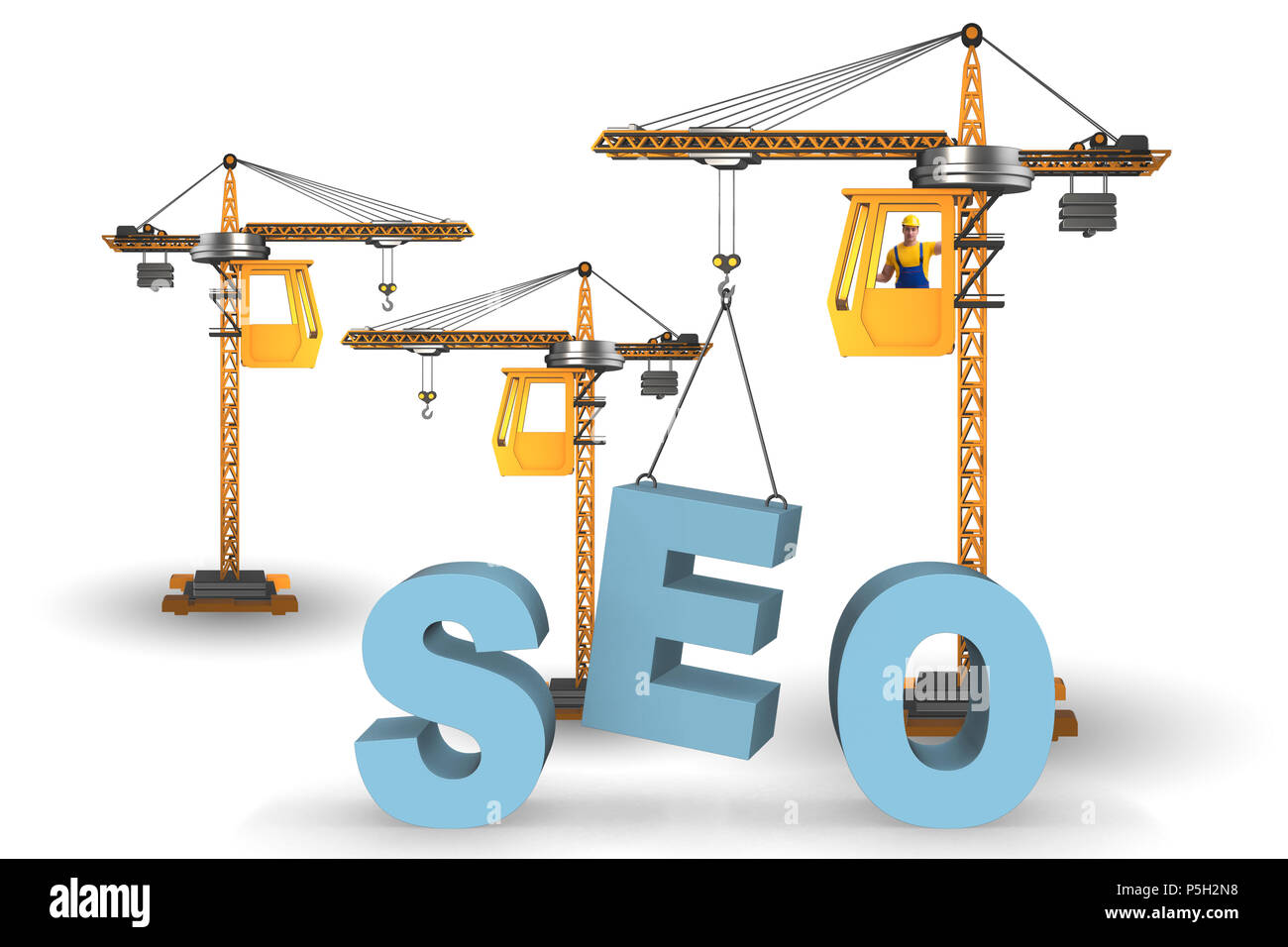 Search engine optimisation concept with crane Stock Photo