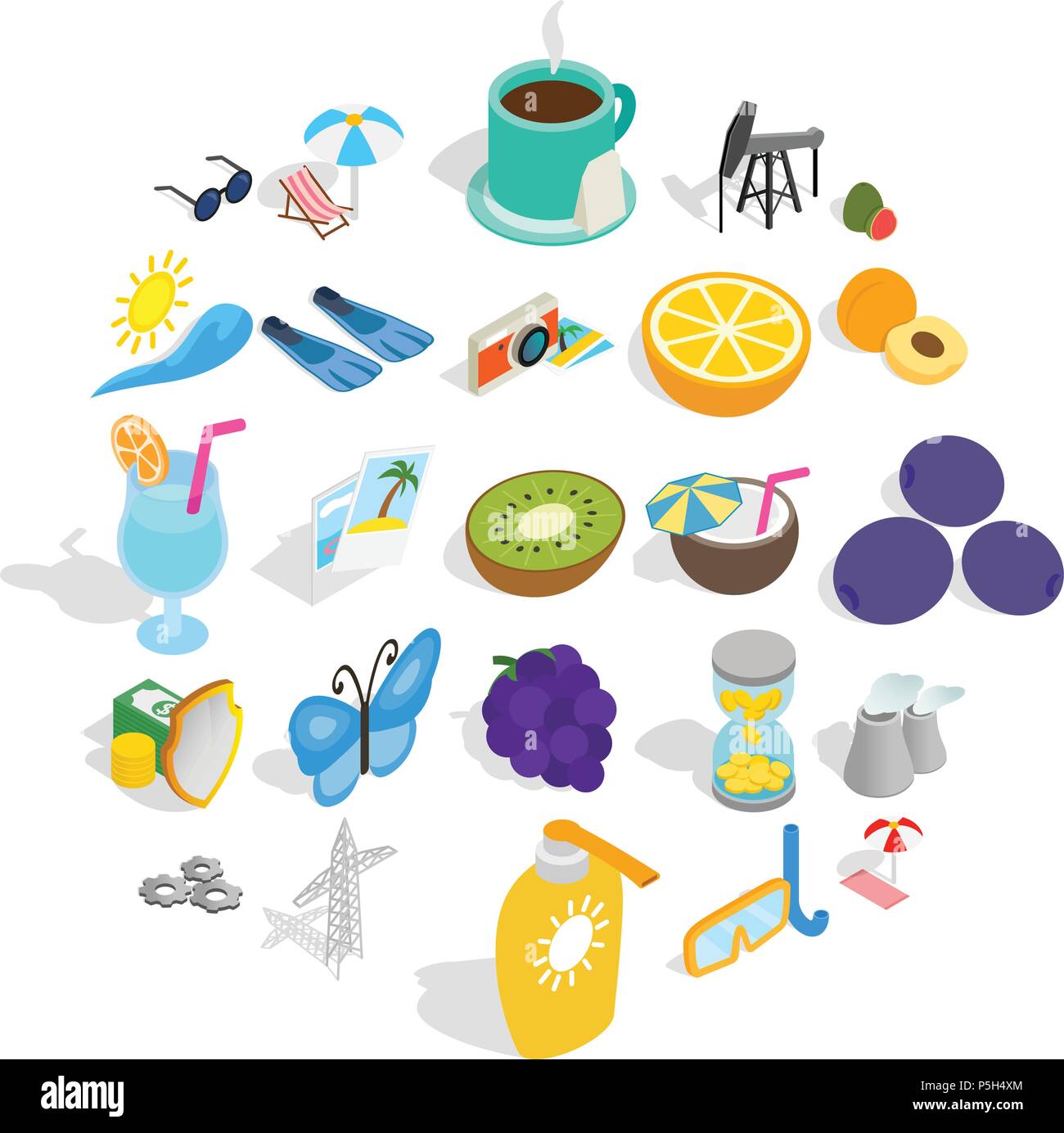 Amirate icons set, isometric style Stock Vector