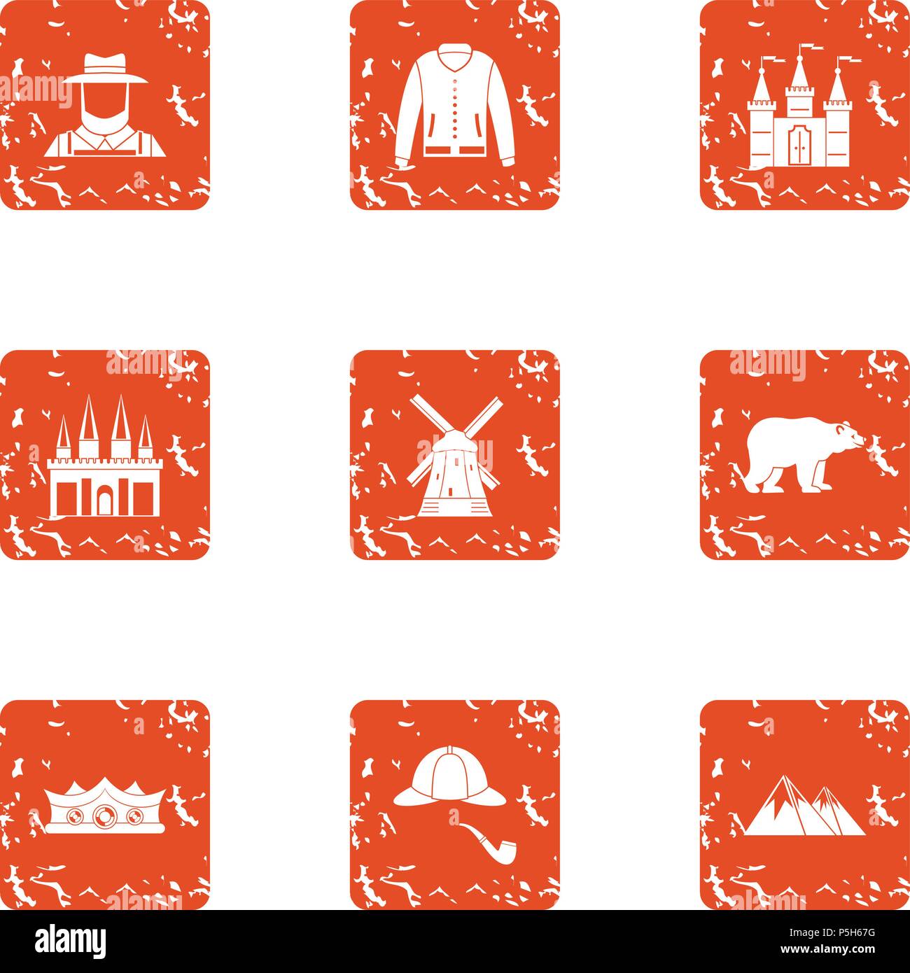 Ownership icons set, grunge style Stock Vector
