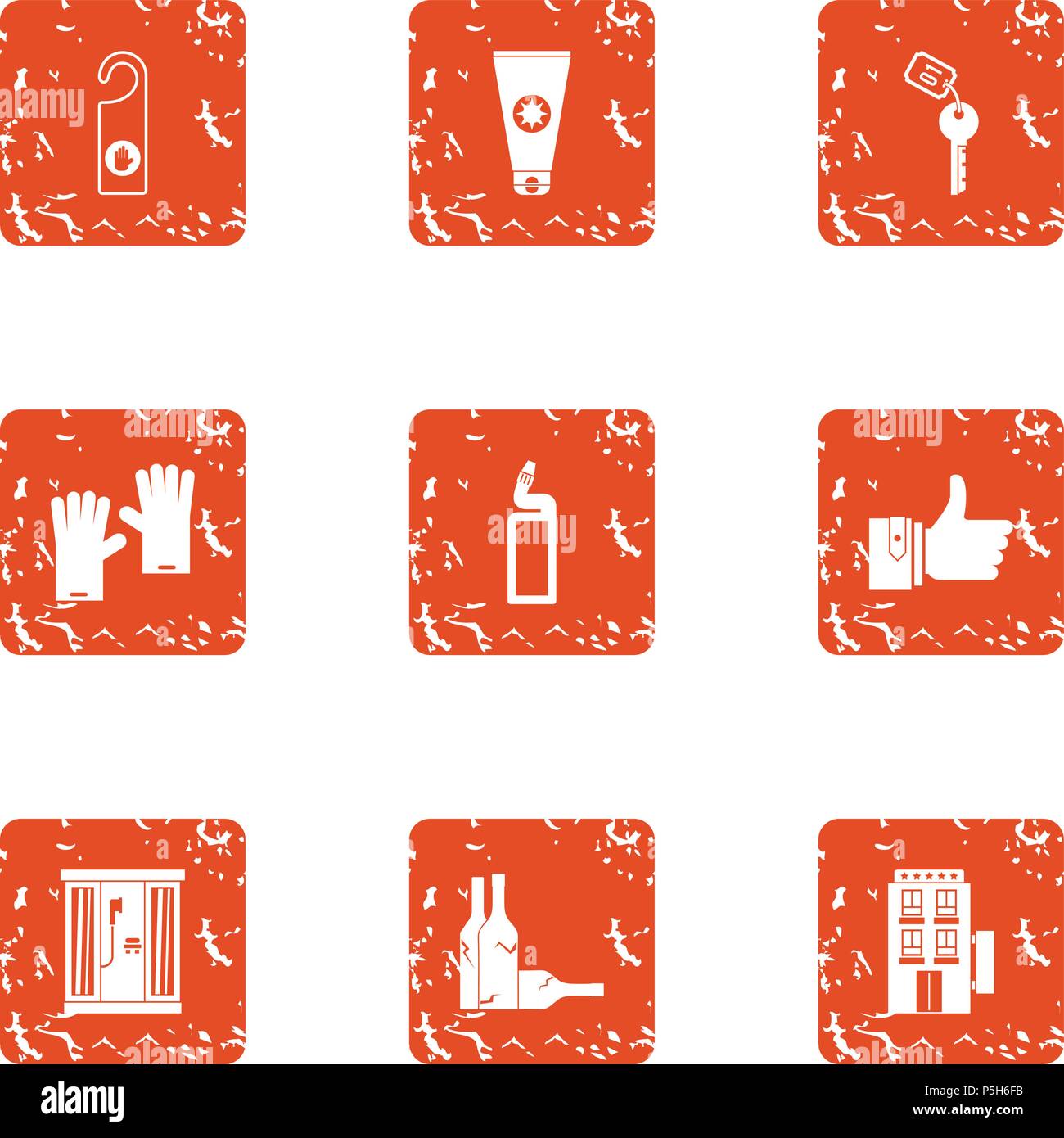 Tavern icons set, grunge style Stock Vector