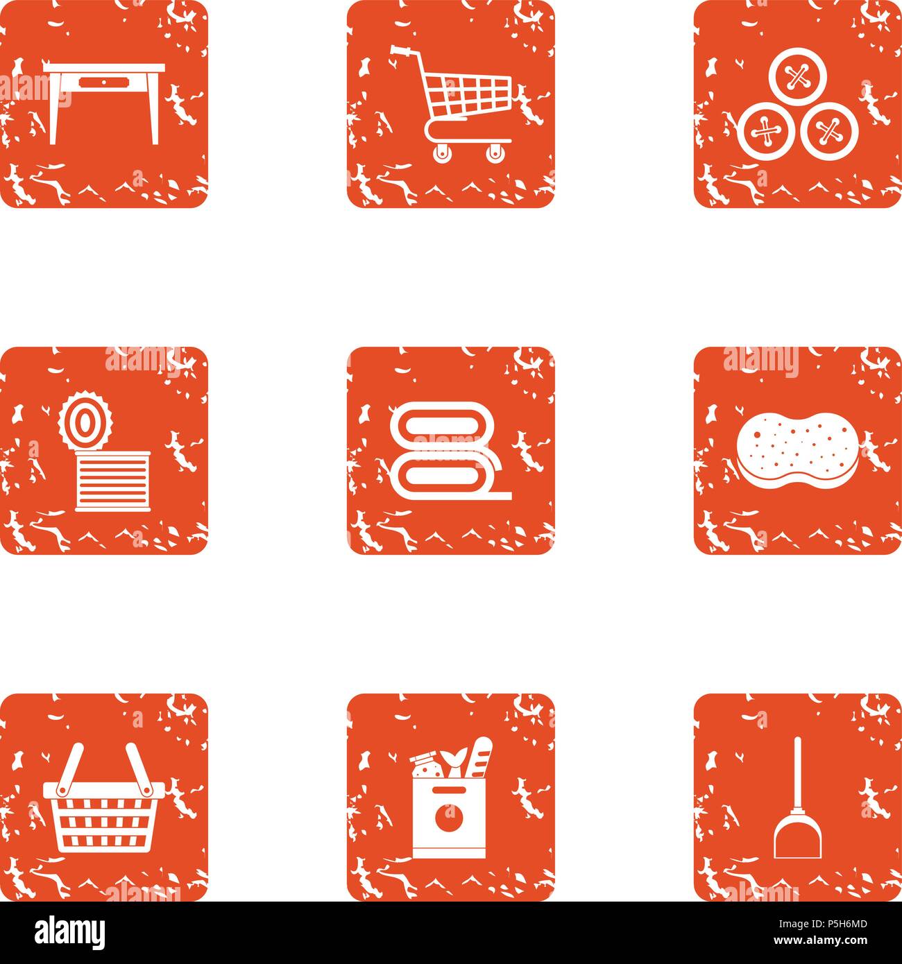 Technical store icons set, grunge style Stock Vector