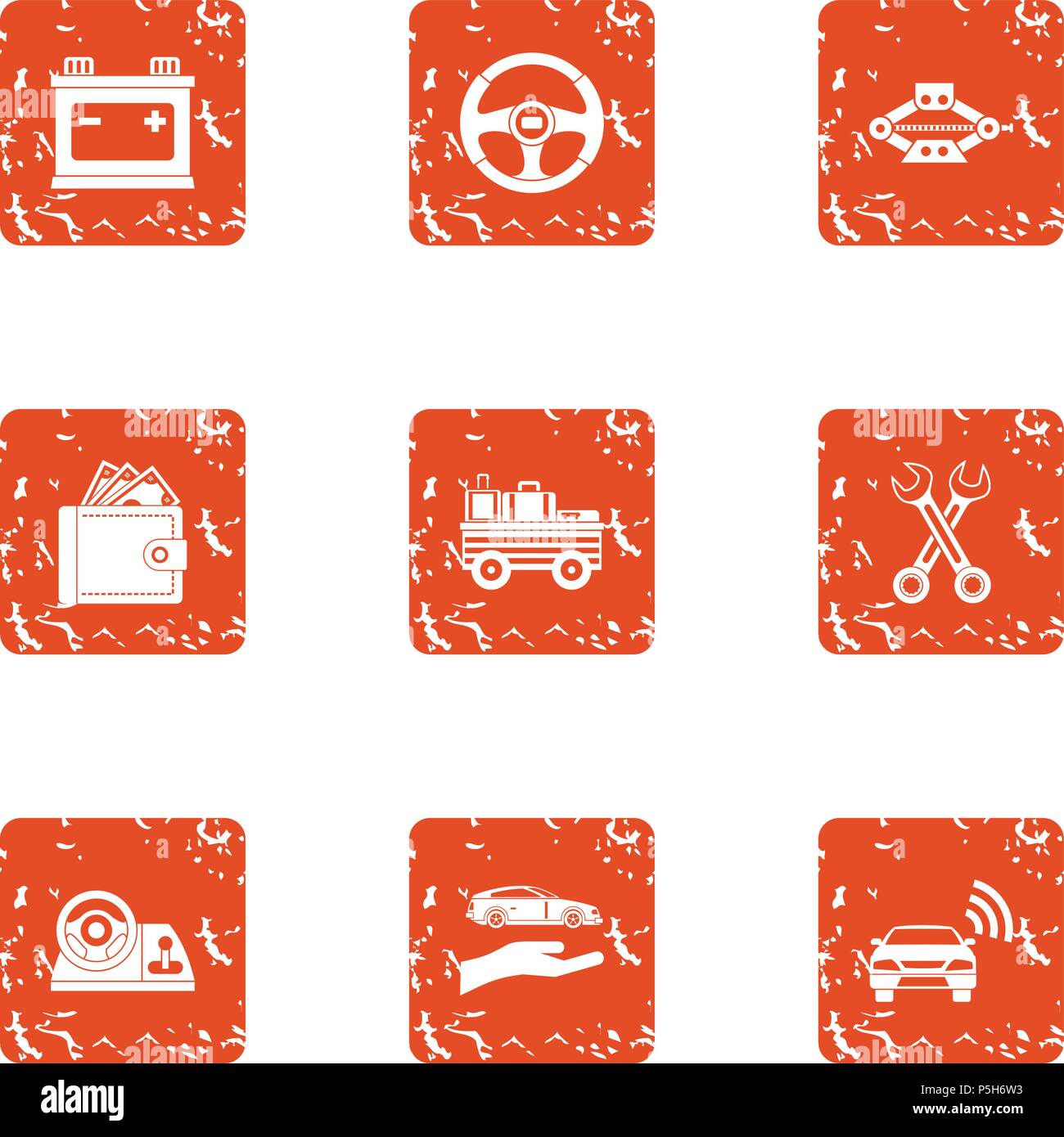 Anticreeping icons set, grunge style Stock Vector