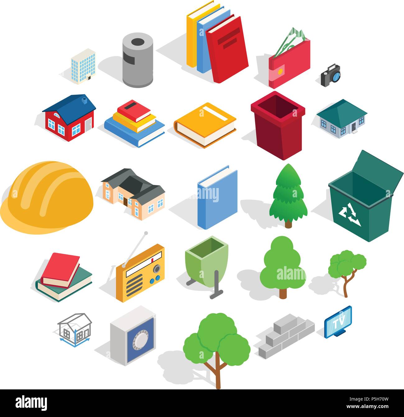 Subdual icons set, isometric style Stock Vector