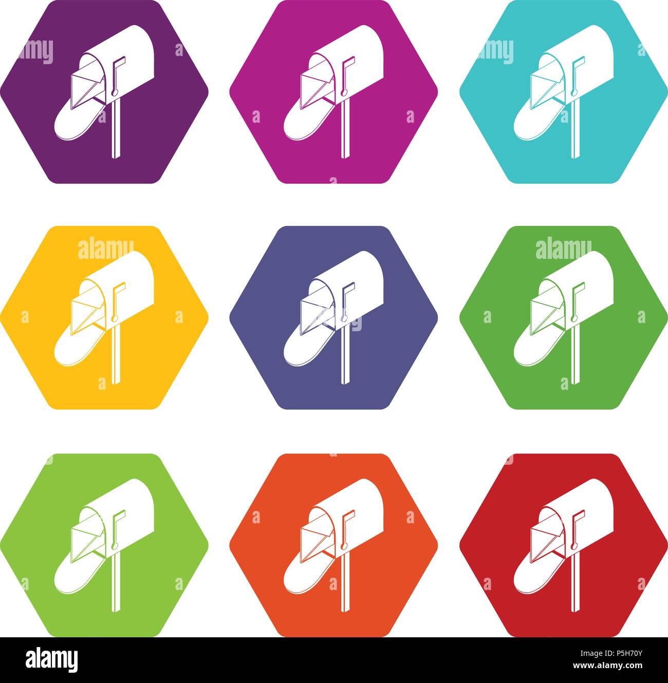 Open house postbox icons set 9 vector Stock Vector