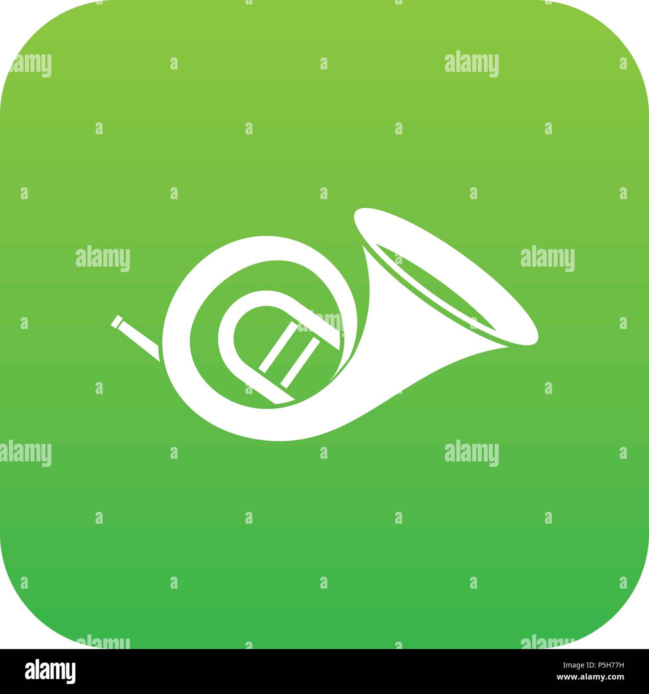French horn icon digital green Stock Vector
