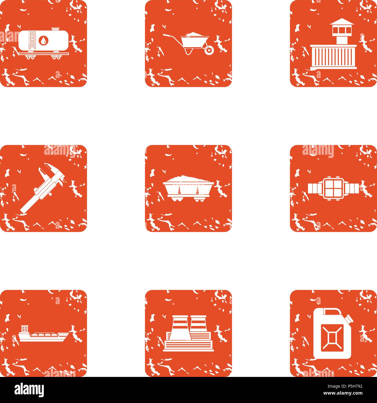Fix prey icons set, grunge style Stock Vector