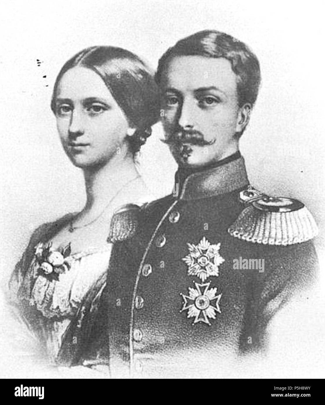 N/A. Deutsch: Abgebildete Personen: Luise von Preußen (1838–1923) (links) und Friedrich I. (Baden, Großherzog) (rechts) English: Pictured person: Princess Louise of Prussia (left) and Frederick I, Grand Duke of Baden(right) . 1856. Unknown 29 1856 Louise of Prussia and FrederickI Stock Photo