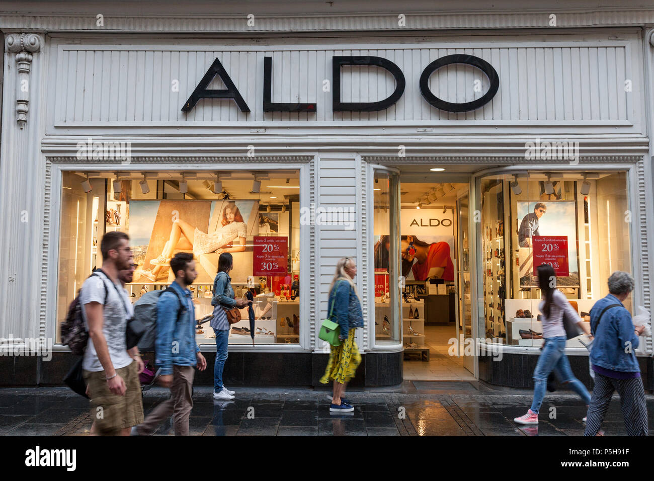 BELGRADE, SERBIA - JUNE 14, 2018: Logo of the main Aldo store in Belgrade. The  Aldo Group is a Canadian retailer spedialized in shoes and accessories  Stock Photo - Alamy