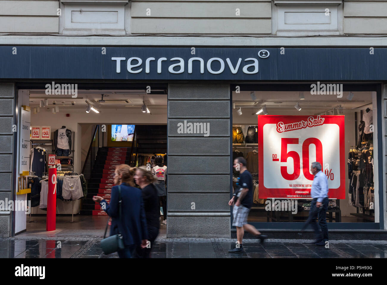 BELGRADE, SERBIA - JUNE 15, 2018: Logo of the main Terranova store in Belgrade. Terranova is a clothing fashion label, from Italy, spread worldwide  P Stock Photo