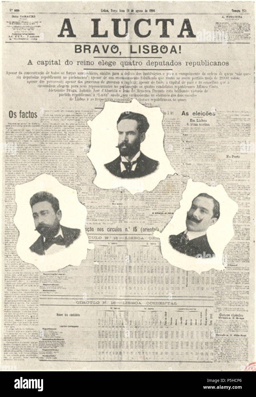 44 A Lucta - Carlos Calixto, Dr. Brito Camacho, José Soares (Album Republicano, 1908) Stock Photo