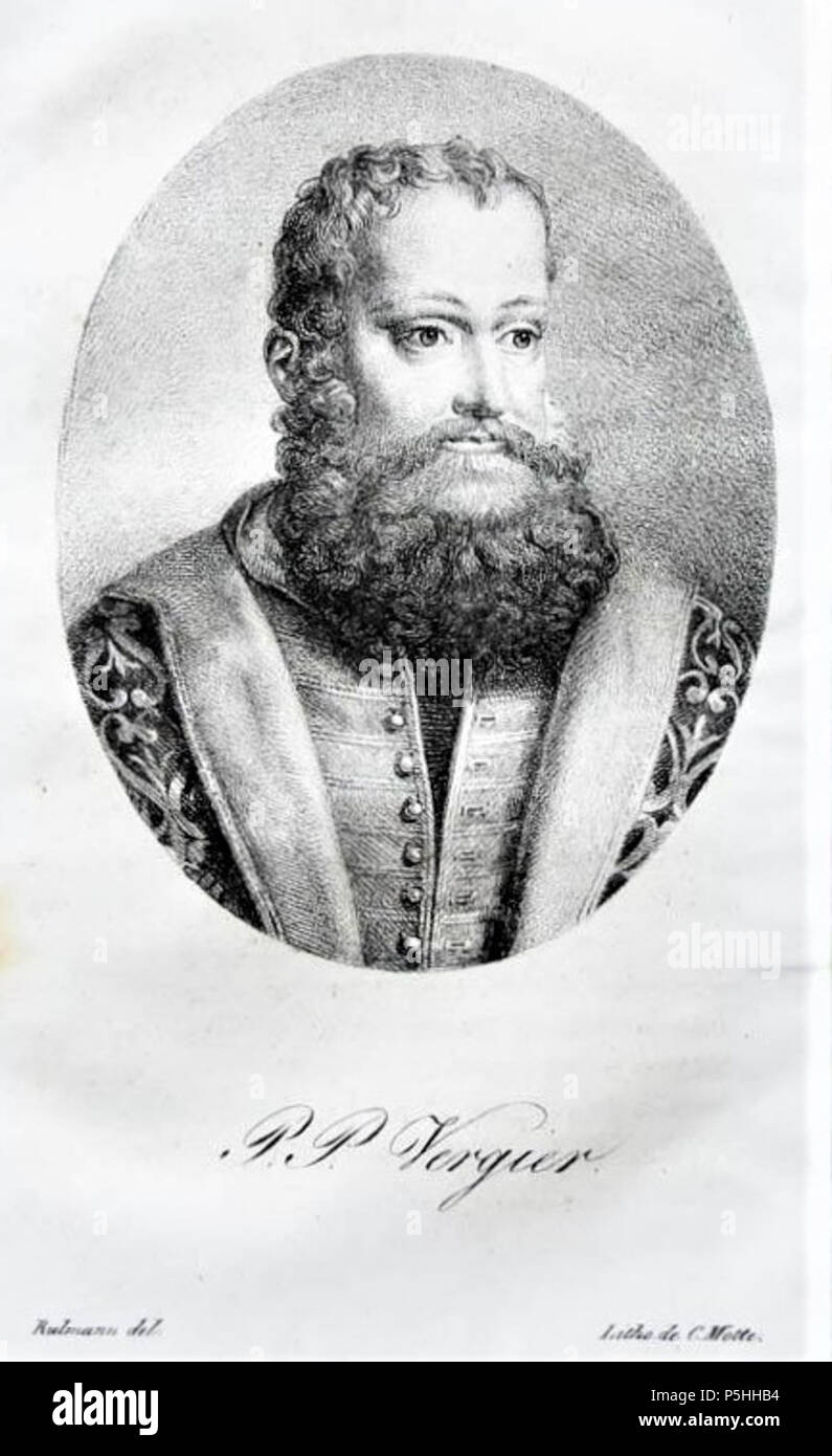 N/A. Deutsch: Pier Paolo Vergier (Lithographie ca. 20,8 x 12,7 cm (Blatt)) . circa 1820. C. Motte nach/after Rulmann 261 C Motte nach Rulmann - Pier Paolo Vergier (Lithographie ca1820) Stock Photo