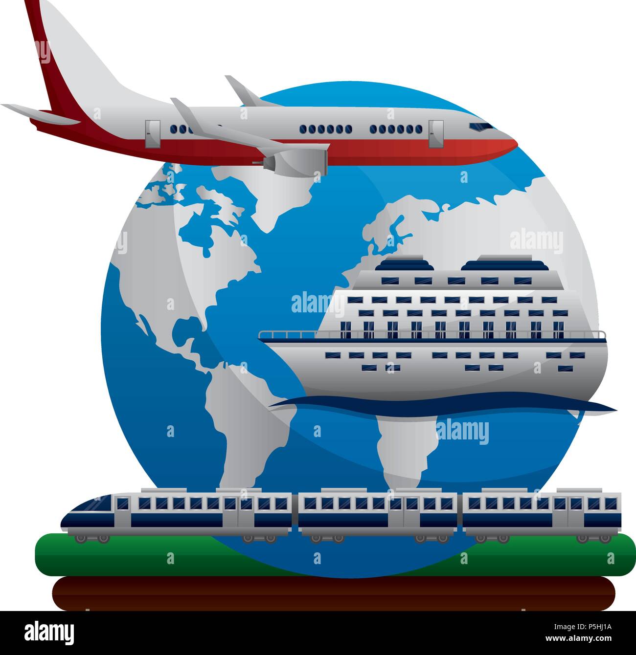 travel vacations airplane cruise ship and train world vector ...