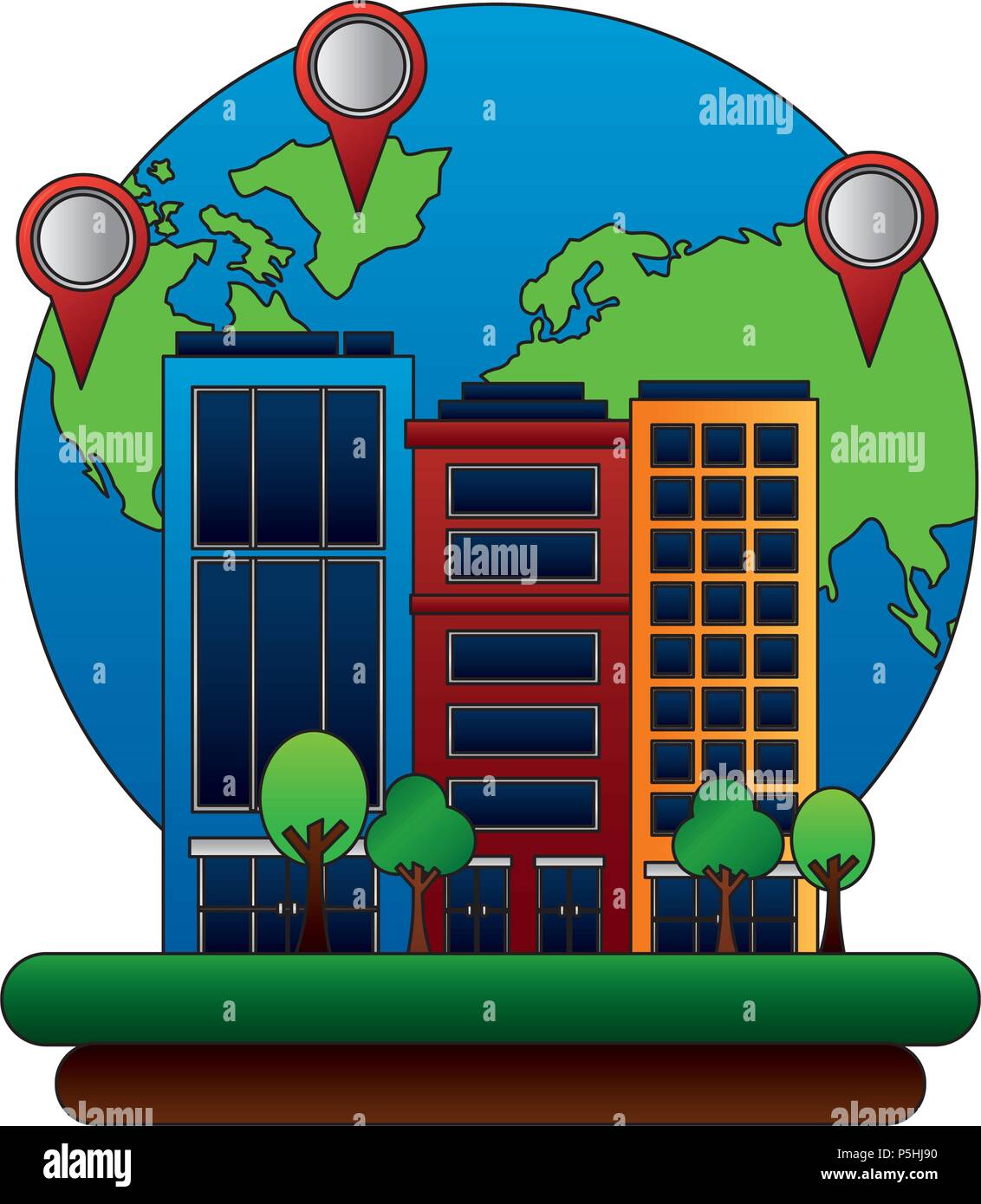 gps navigation world hotel pointers map travel vector illustration ...
