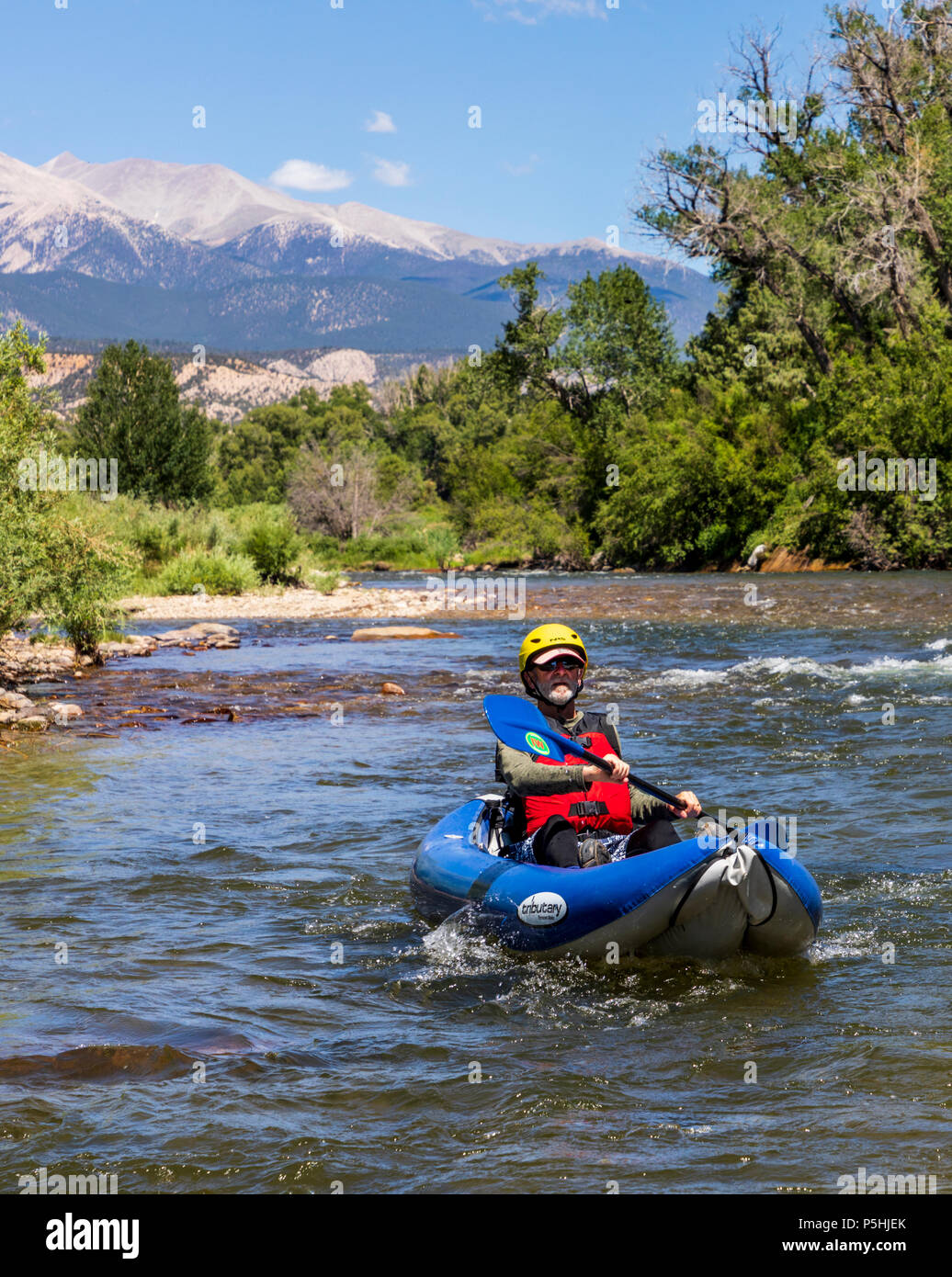 Inflatable kayaks, rubber duckies, Arkansas River, Salida, Colorado