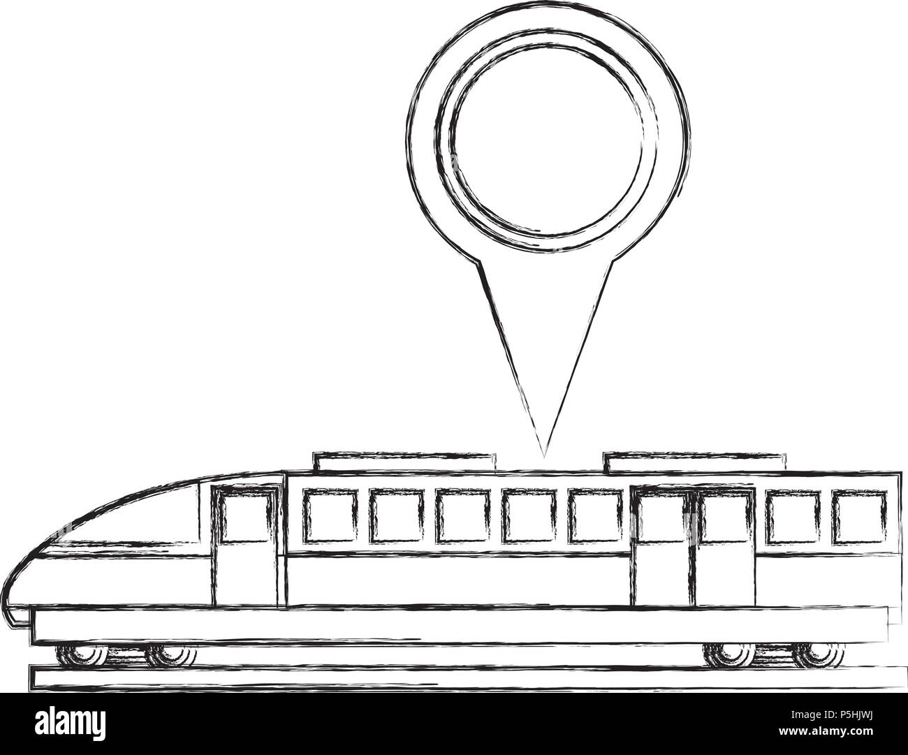 travel train pin location gps route vector illustration sketch Stock ...