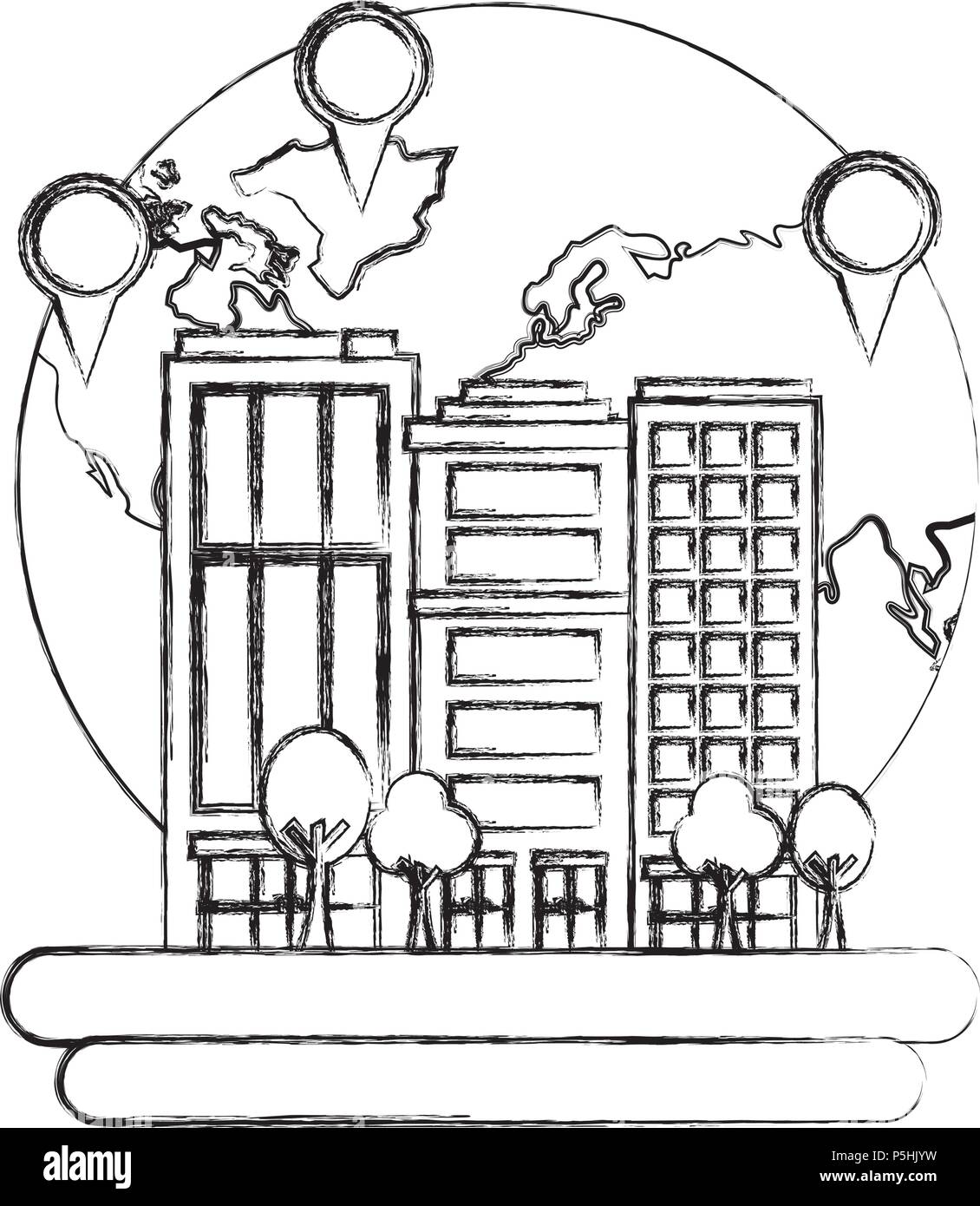 gps navigation world hotel pointers map travel vector illustration ...
