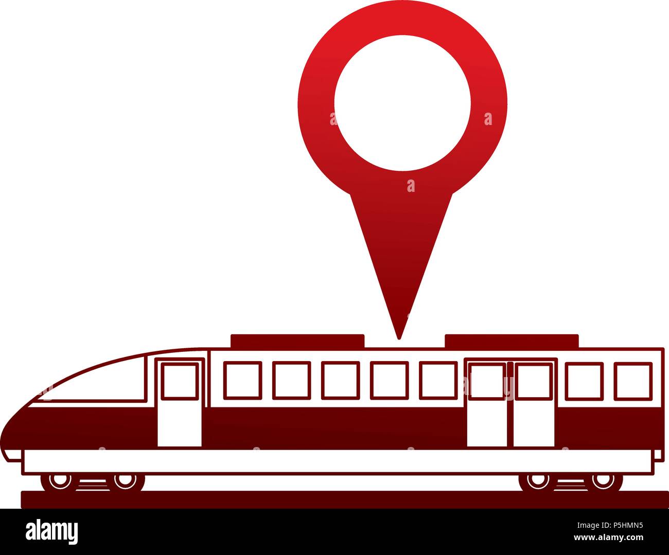 electric fast train with pin location isolated icon vector illustration ...