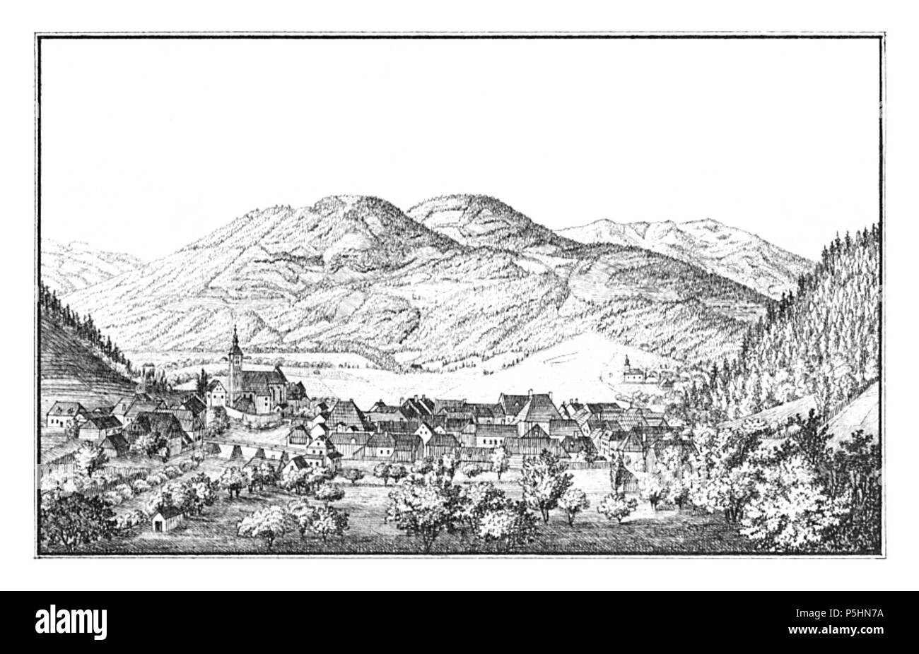 16 146 Kapfenberg von der Südostseite - J.F.Kaiser Lithografirte Ansichten der Steiermark 1830 Stock Photo