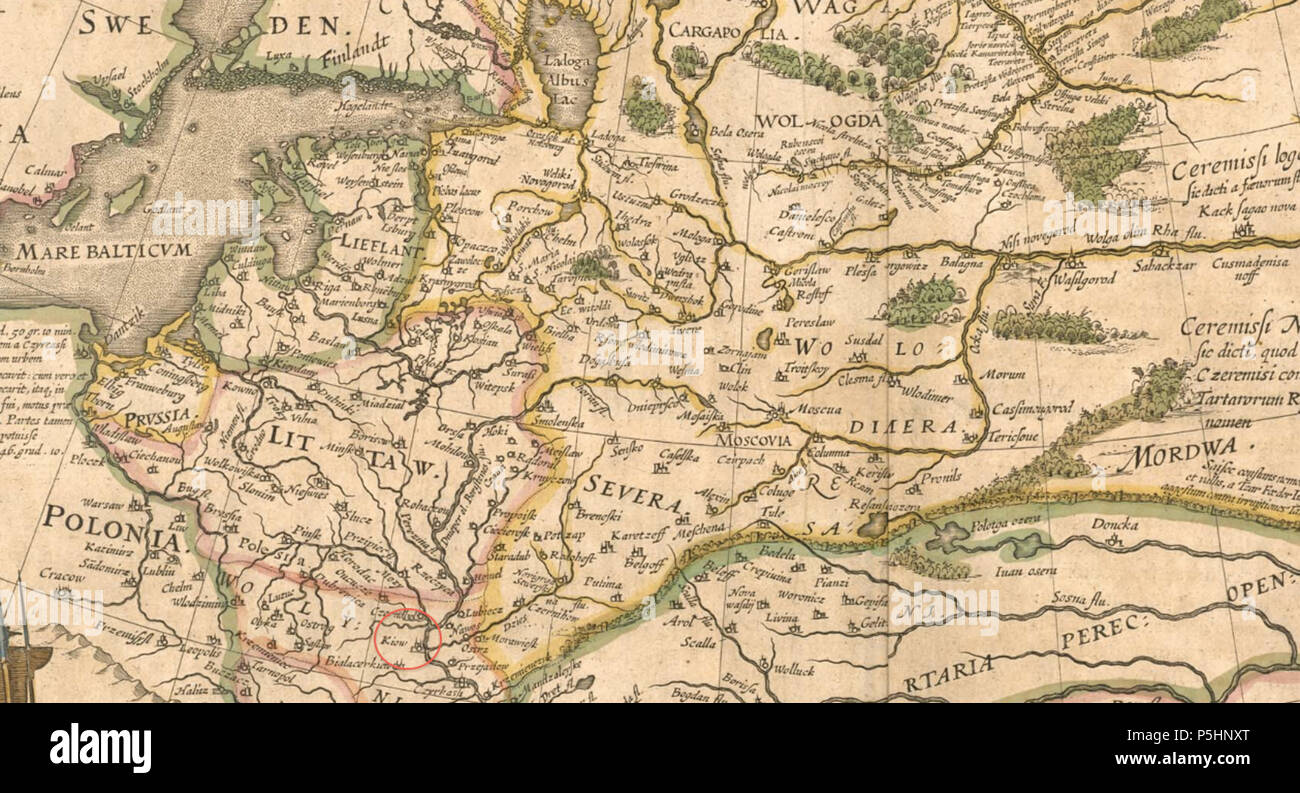 19 1645 Kiow detail of Tabula Russiae by Blaeu Stock Photo