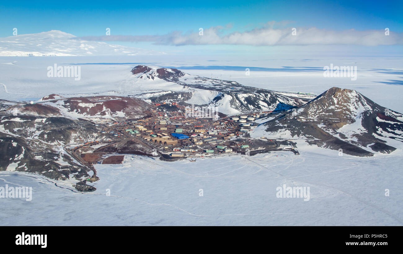 Aerial view of McMurdo Station, Antarctica Stock Photo