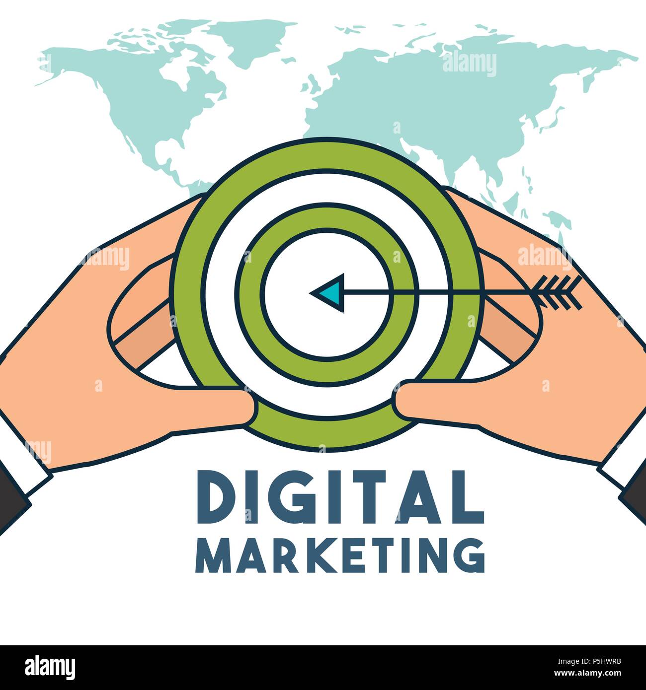 hands holding target strategy business digital marketing vector ...