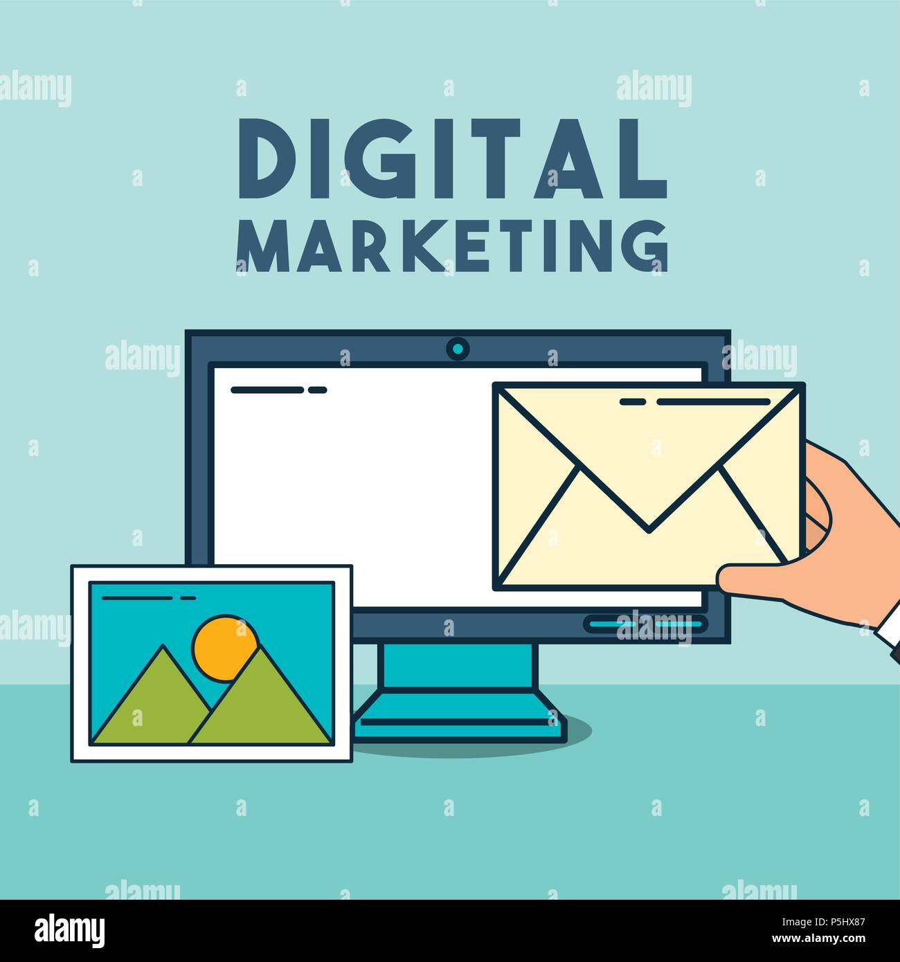 computer email photo digital marketing vector illustration Stock Vector ...