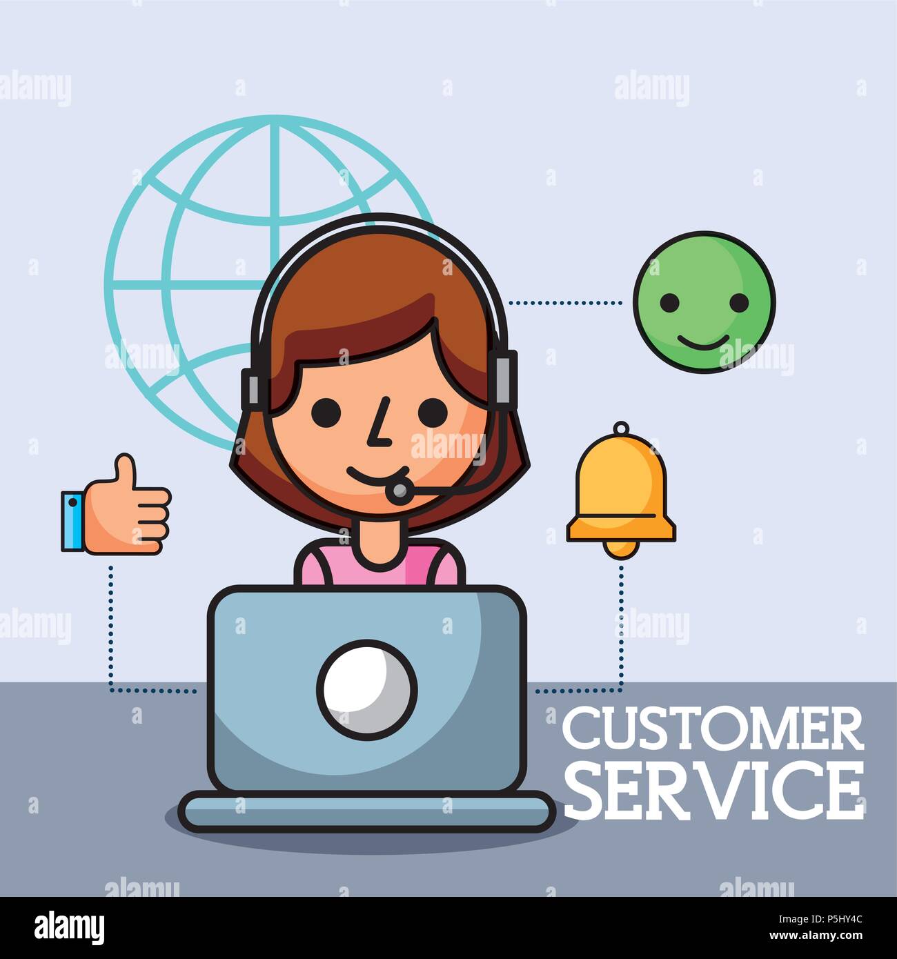 operator working in laptop customer service vector illustration Stock