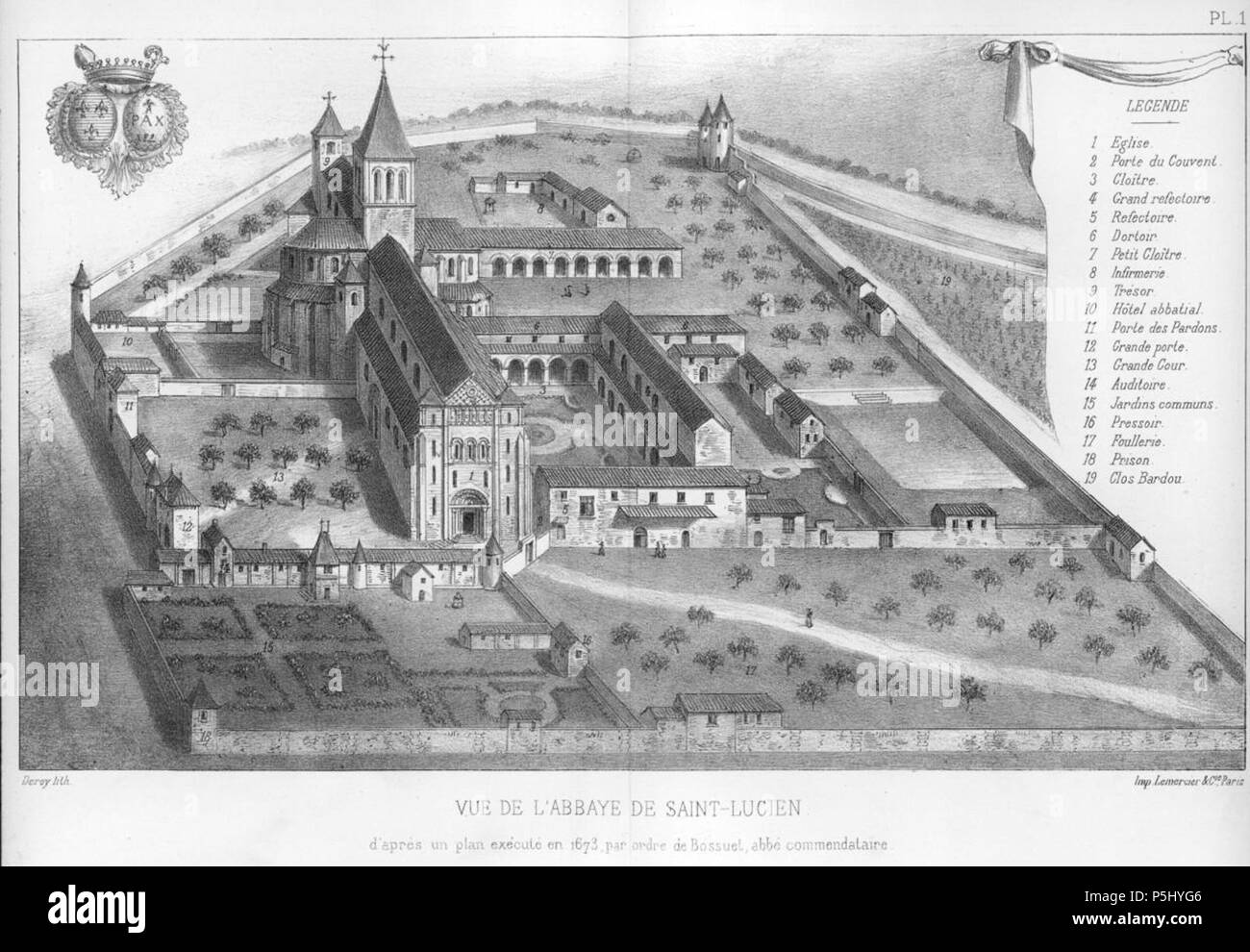 Français : Vue de l'abbaye Saint-Lucien 1871. N/A 51 Abbaye Saint-Lucien de  Beauvais - Isidore Laurent Deroy Stock Photo - Alamy