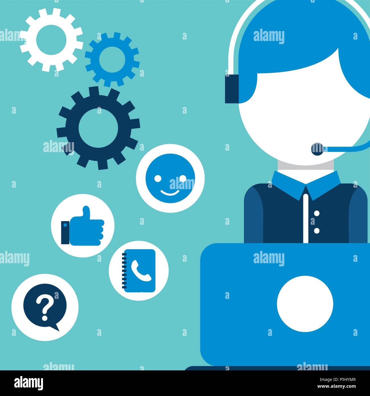 operator with headset laptop icons customer service vector illustration ...