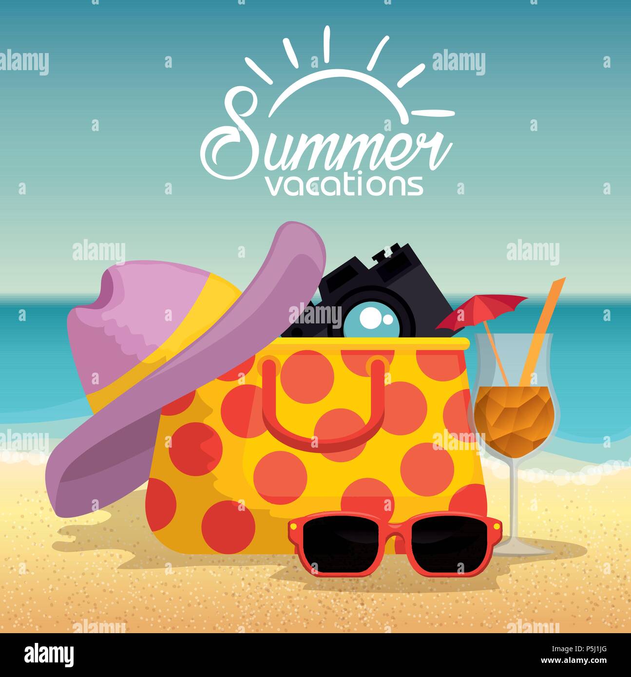 summer holidays beach scene Stock Vector Image & Art - Alamy