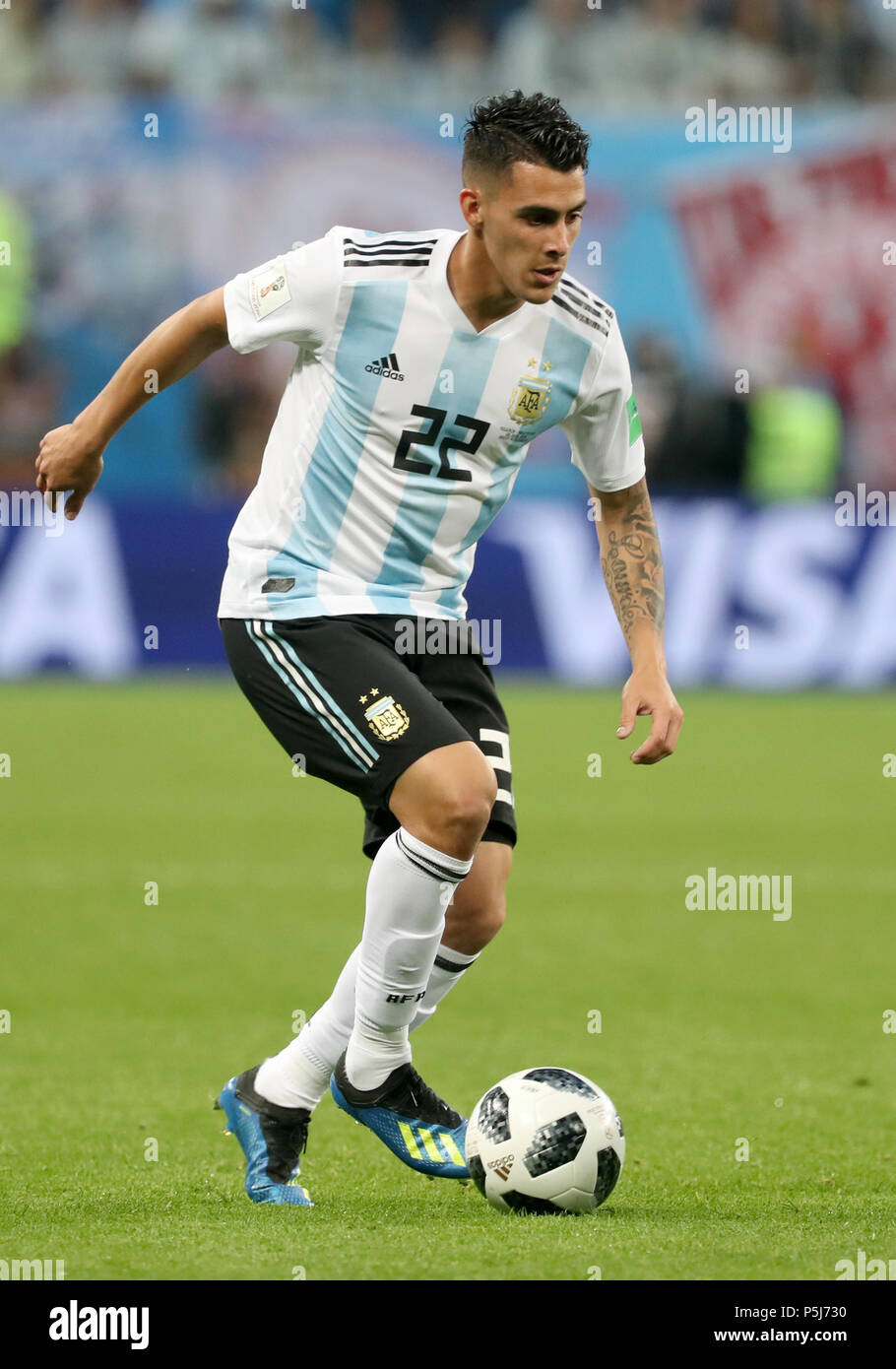 Moscow, Russia. 26th June, 2018. Soccer, World Cup 2018, Preliminary round, Group D, 3rd game day, Nigeria vs Argentina at the St. Petersburg Stadium: Argentina's Cristian Pavon in action. Credit: Cezaro De Luca/dpa/Alamy Live News Stock Photo