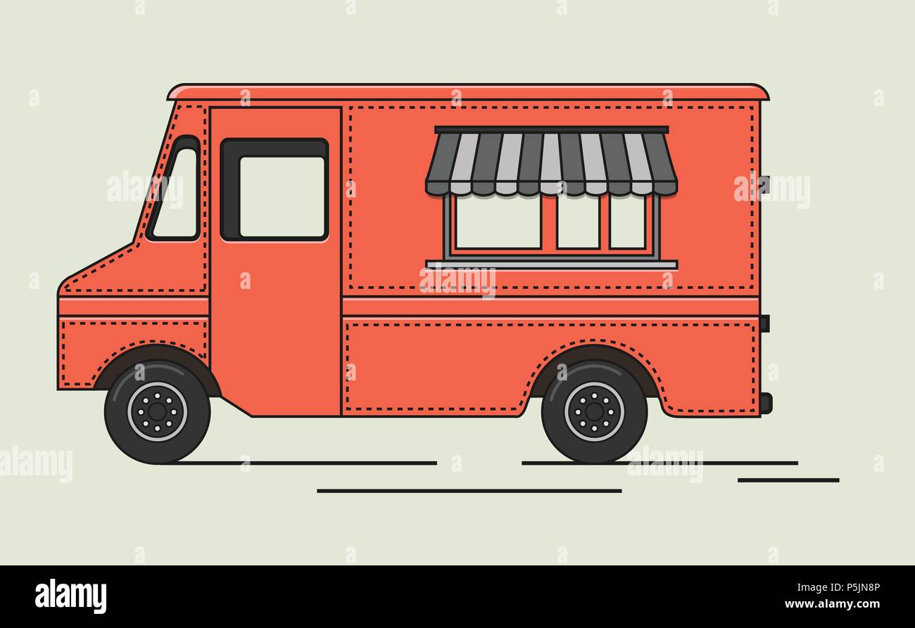 Vector illustration of flat retro truck Stock Vector