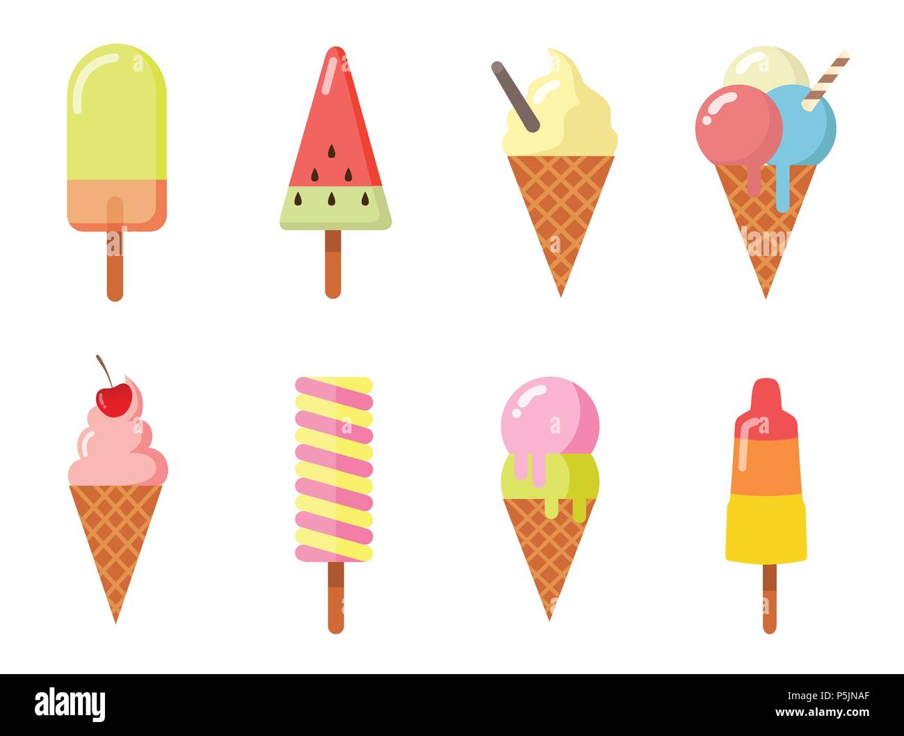 Ice cream set in flat style Stock Vector Image & Art - Alamy
