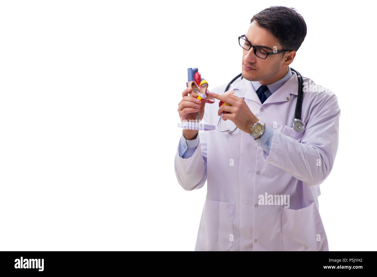 Young doctor with heart shape isolated on white Stock Photo - Alamy