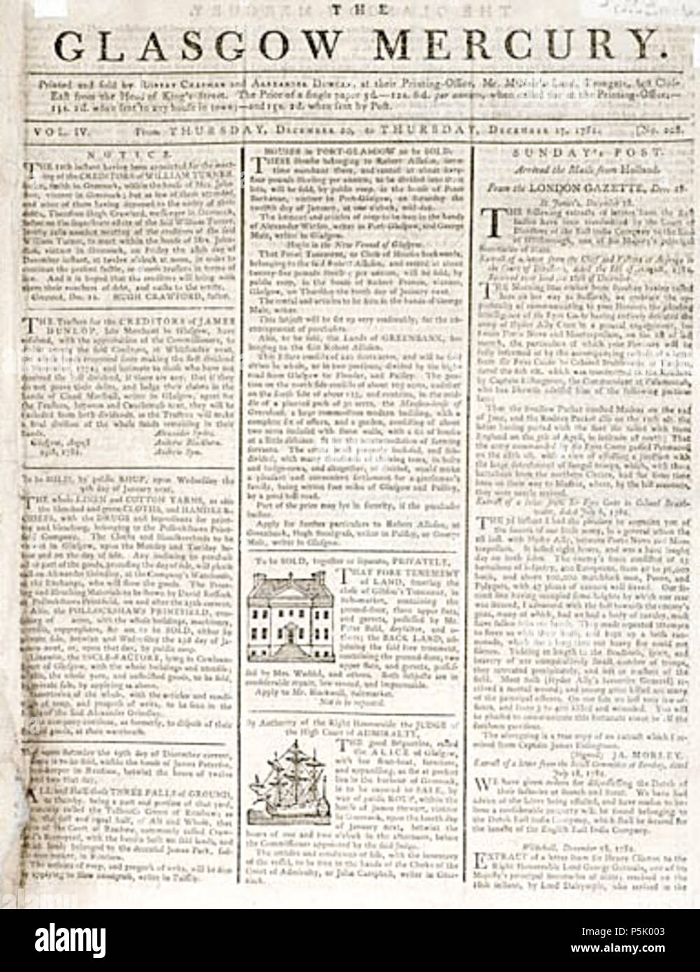 N/A. Glasgow Mercury newspaper, Dec. 27, 1781 . 1781. Glasgow Mercury
