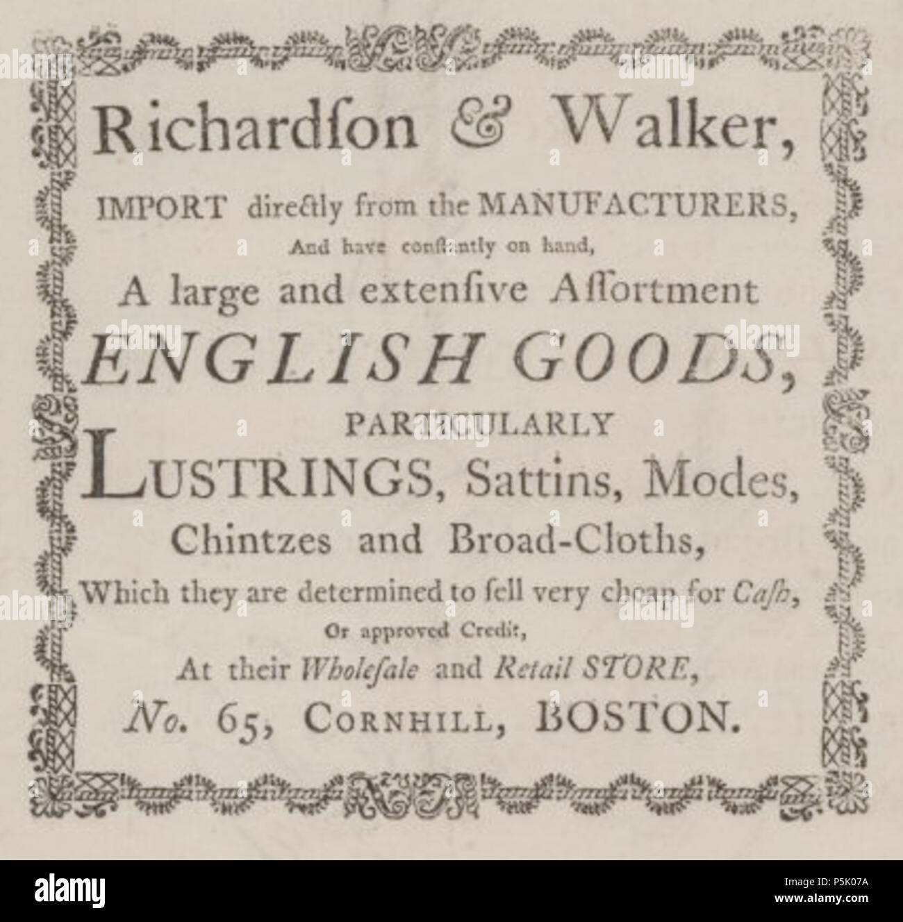 26 1796 Richardson Walker Cornhill Boston Stock Photo Alamy