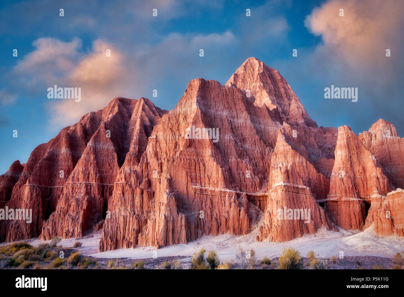 Eroded clay formations just before sunrise. Cathedral Gorge State Park, Nevada Stock Photo