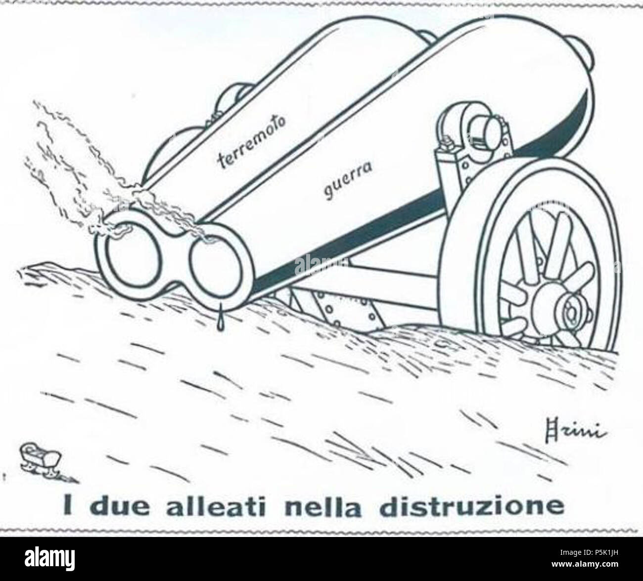disegno sulla guerra - 7 N/A. Italiano: Vignetta sul terremoto del 1915 e sulla prima guerra mondiale . 11 January 18. Unknown 32 1915 terremoto di Avezzano e guerra Stock Photo - Alamy