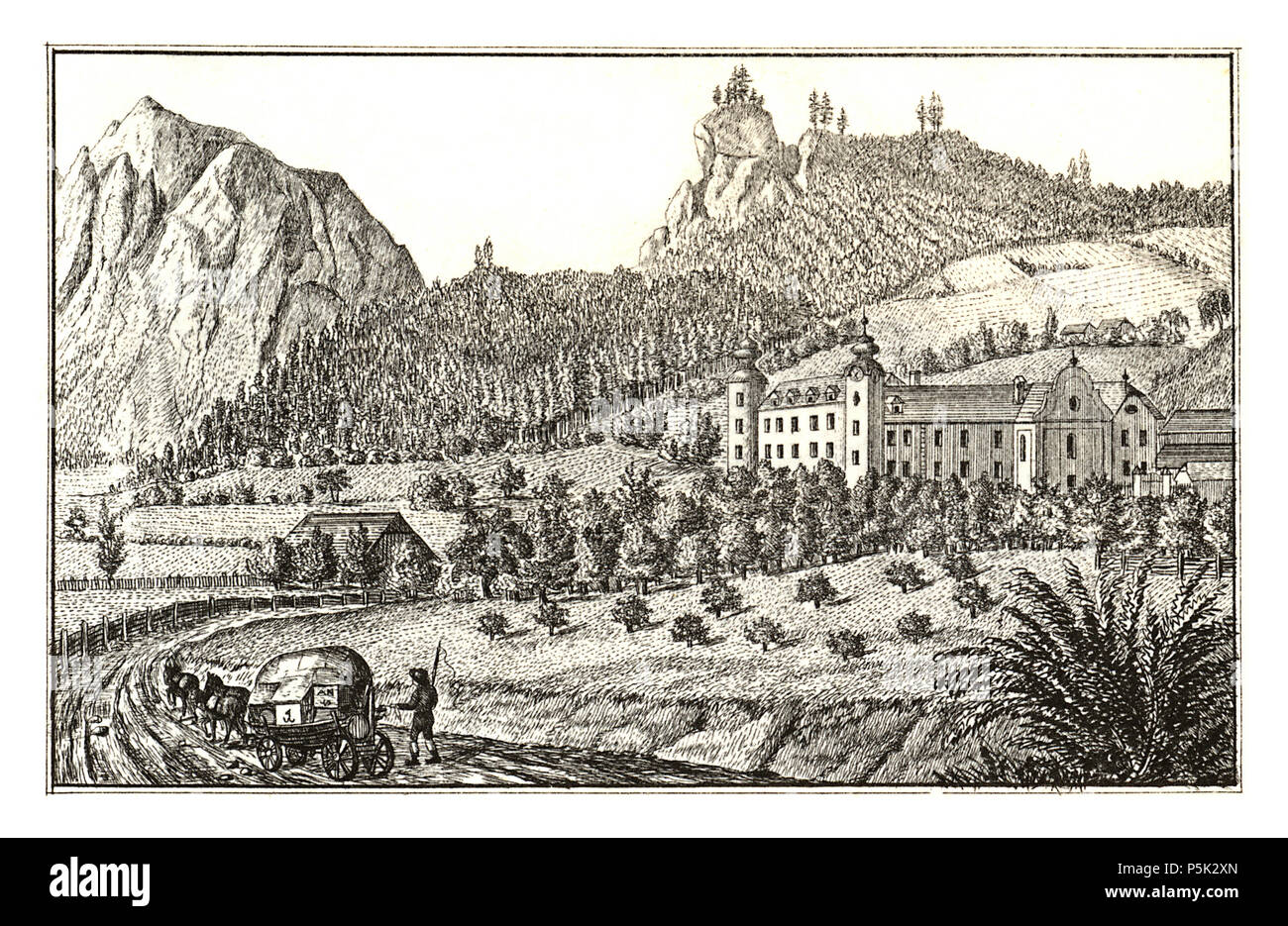 36 285 Schloss Stainach, Ober-Stainach, gez. S. Kölbl - J.F.Kaiser Lithografirte Ansichten der Steiermark 1830 Stock Photo