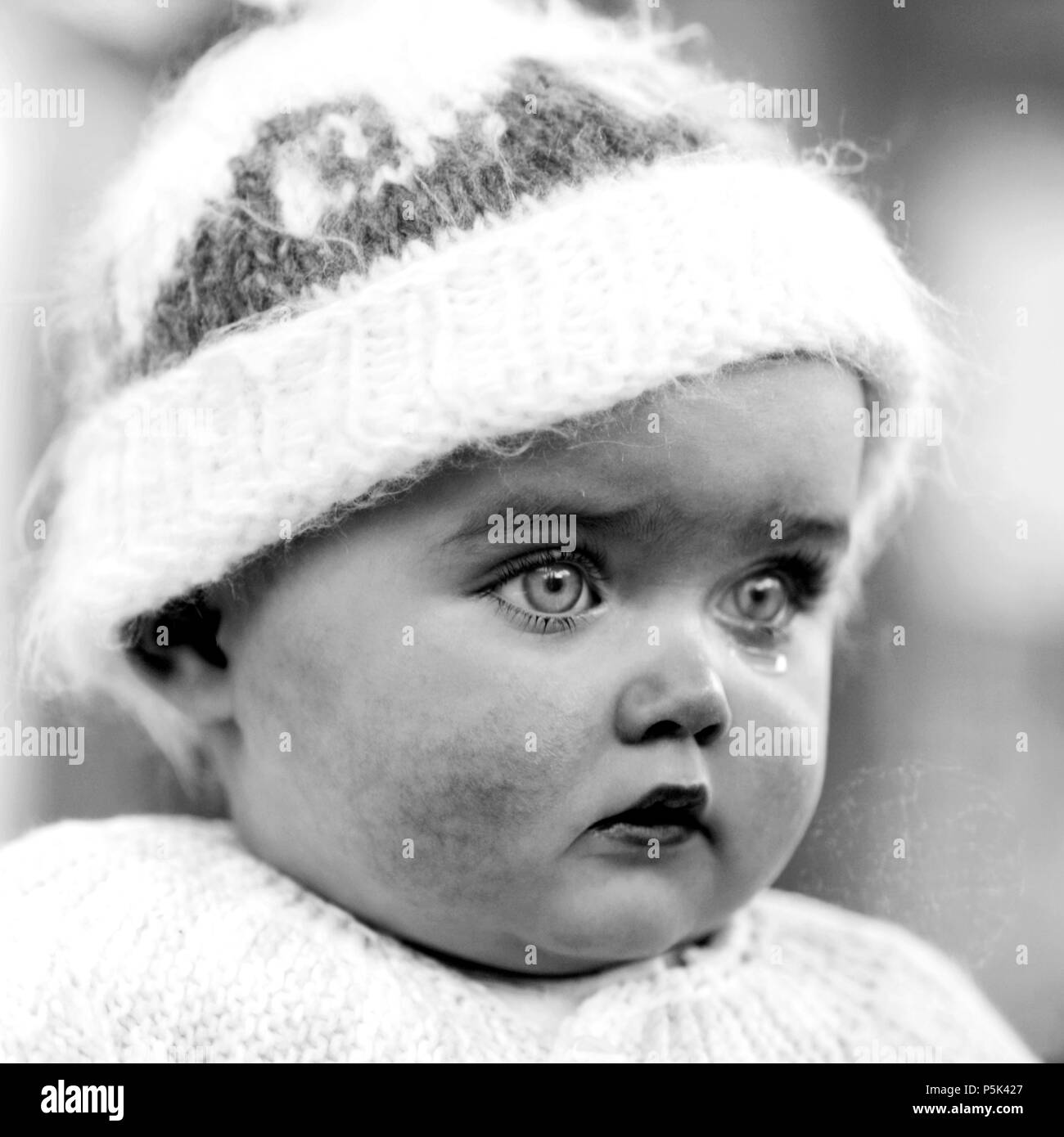 One year old Australian child crying. Stock Photo