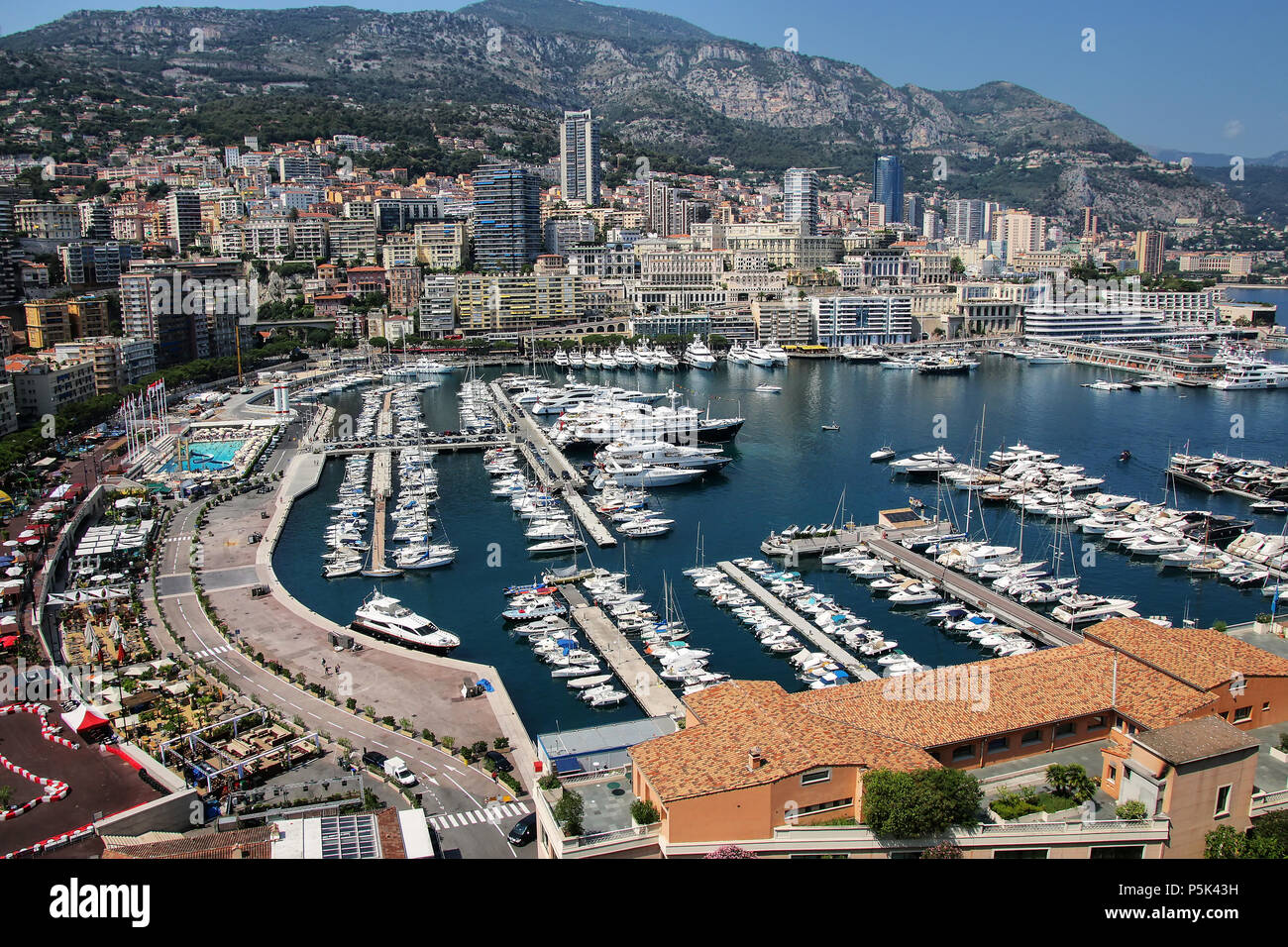 View of La Condamine ward and Port Hercules in Monaco. Port Hercules is the only deep-water port in Monaco Stock Photo